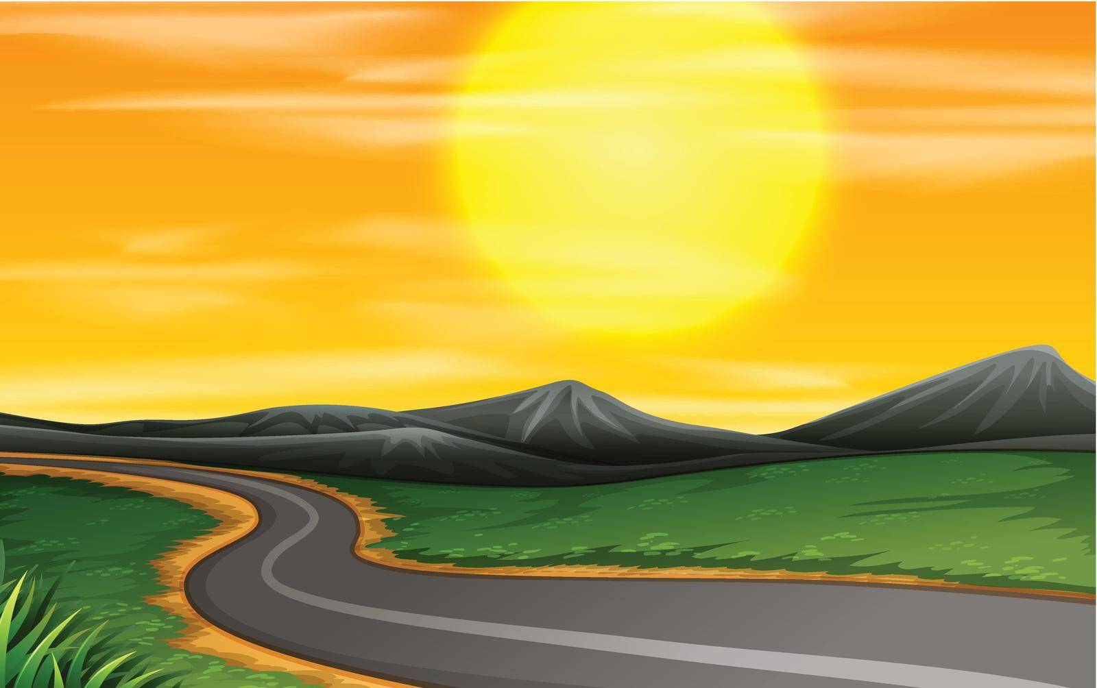Road through a field illustration