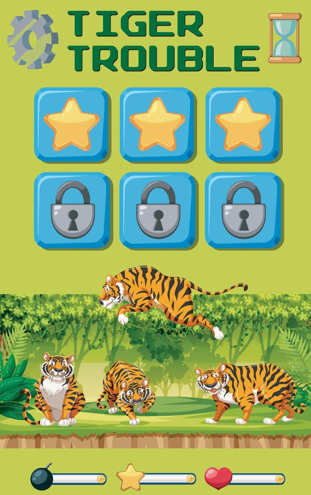 Tiger trouble game template illustration