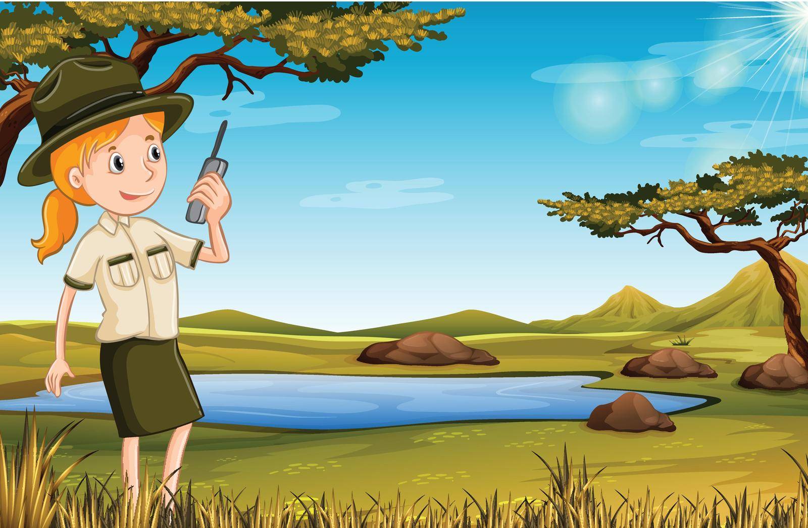 Zookeeper in the nature illustration