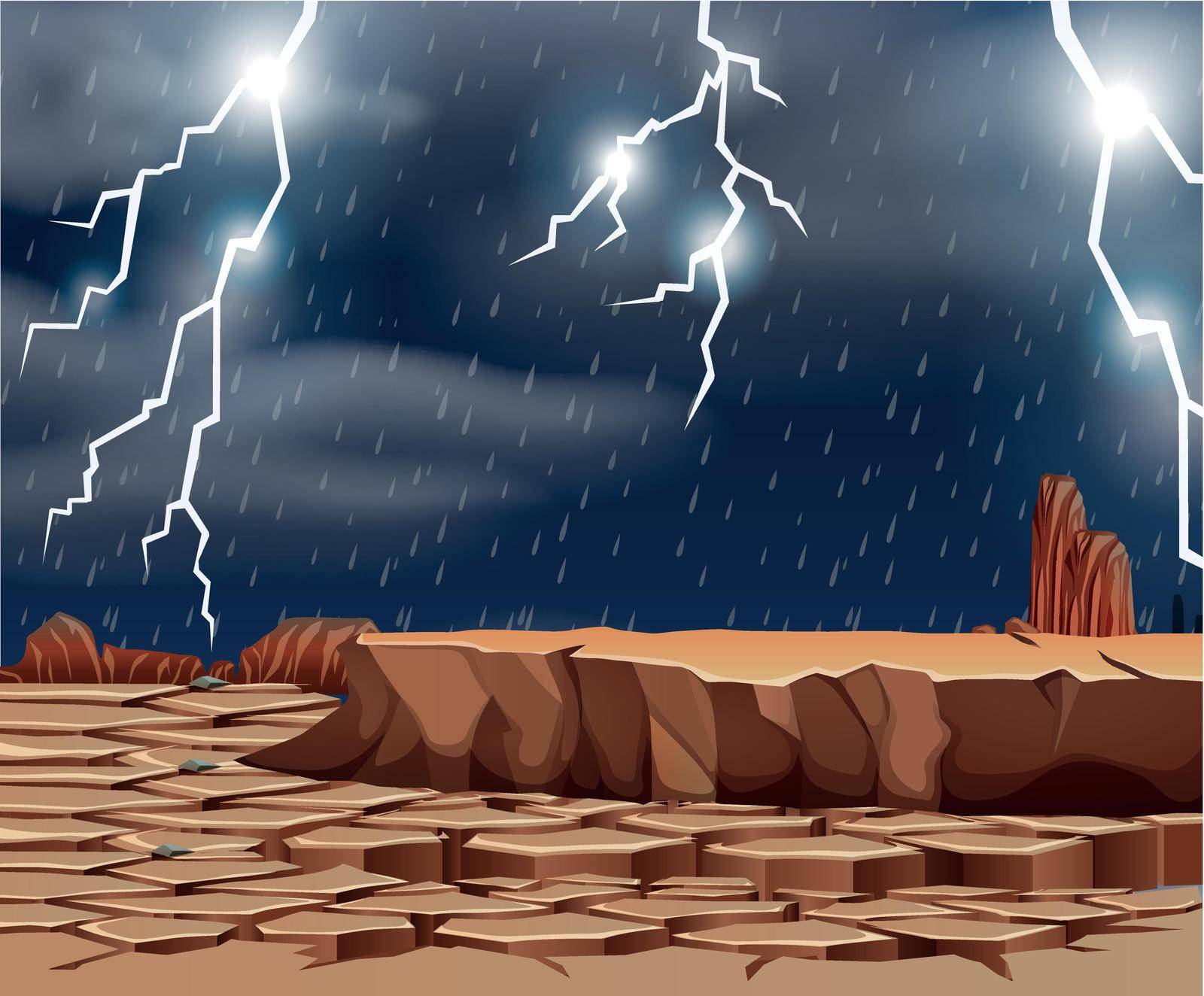 Bad weather at te dry land illustration