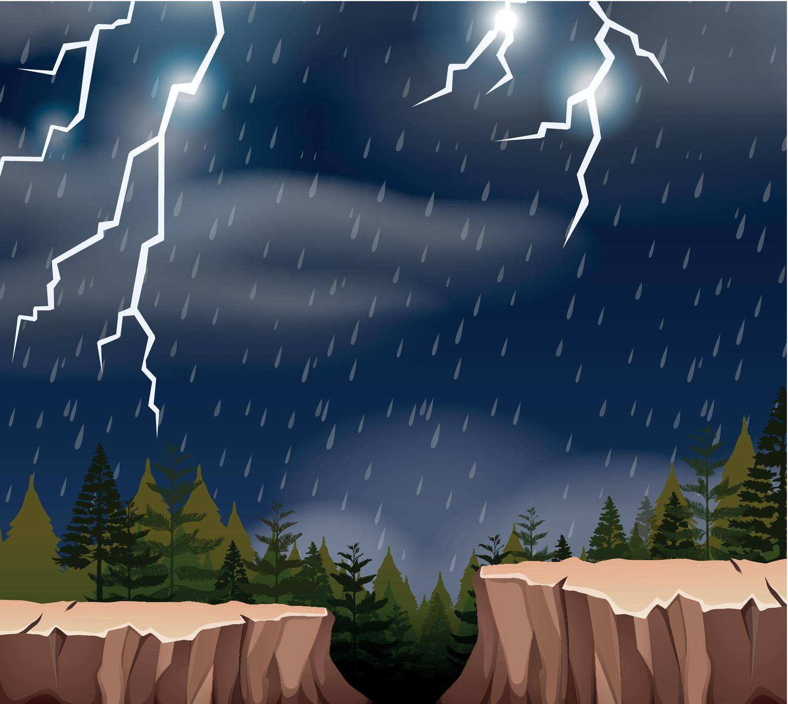 A thunderstorm night scene illustration