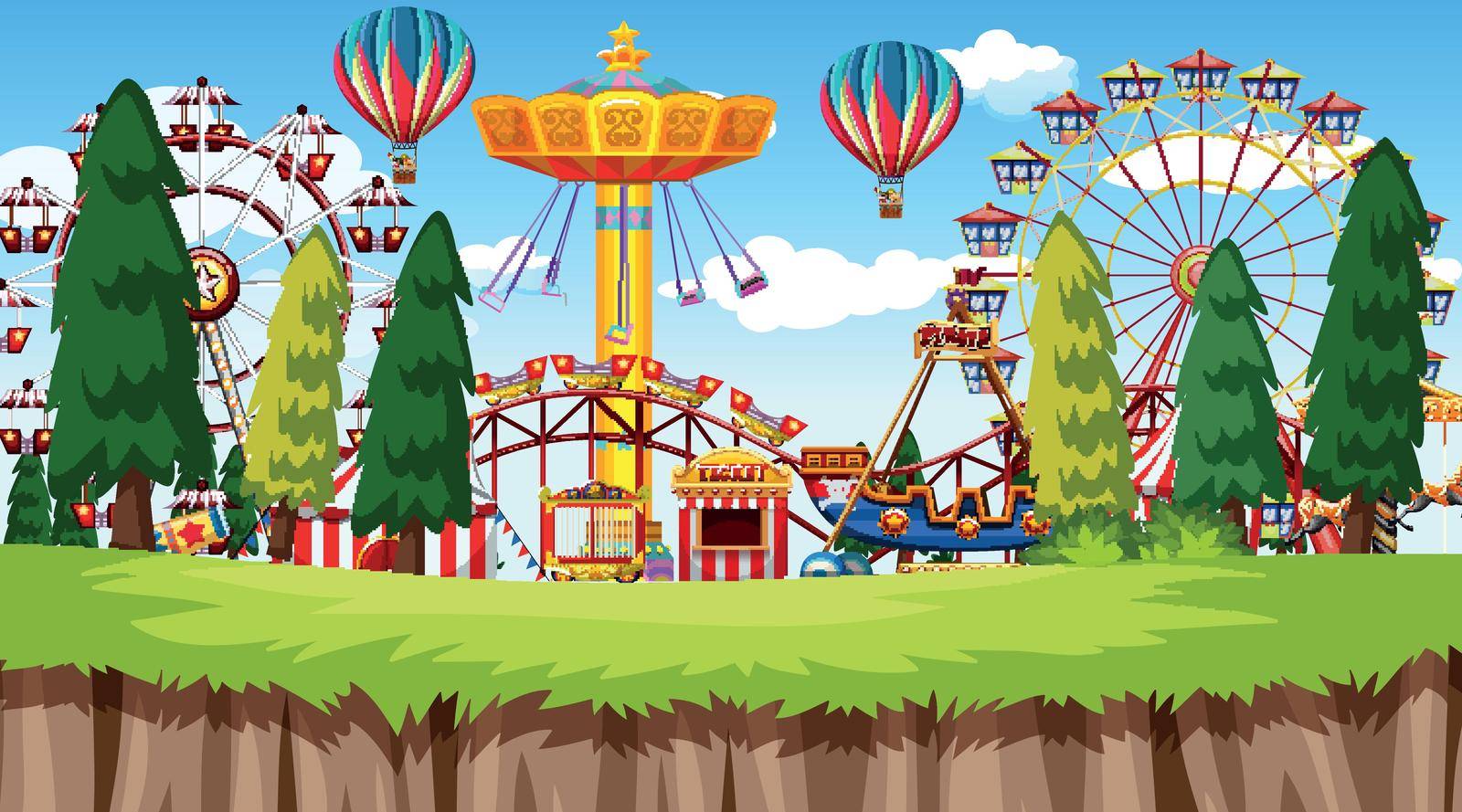 illustration of an outdoor scene with empty amusement park