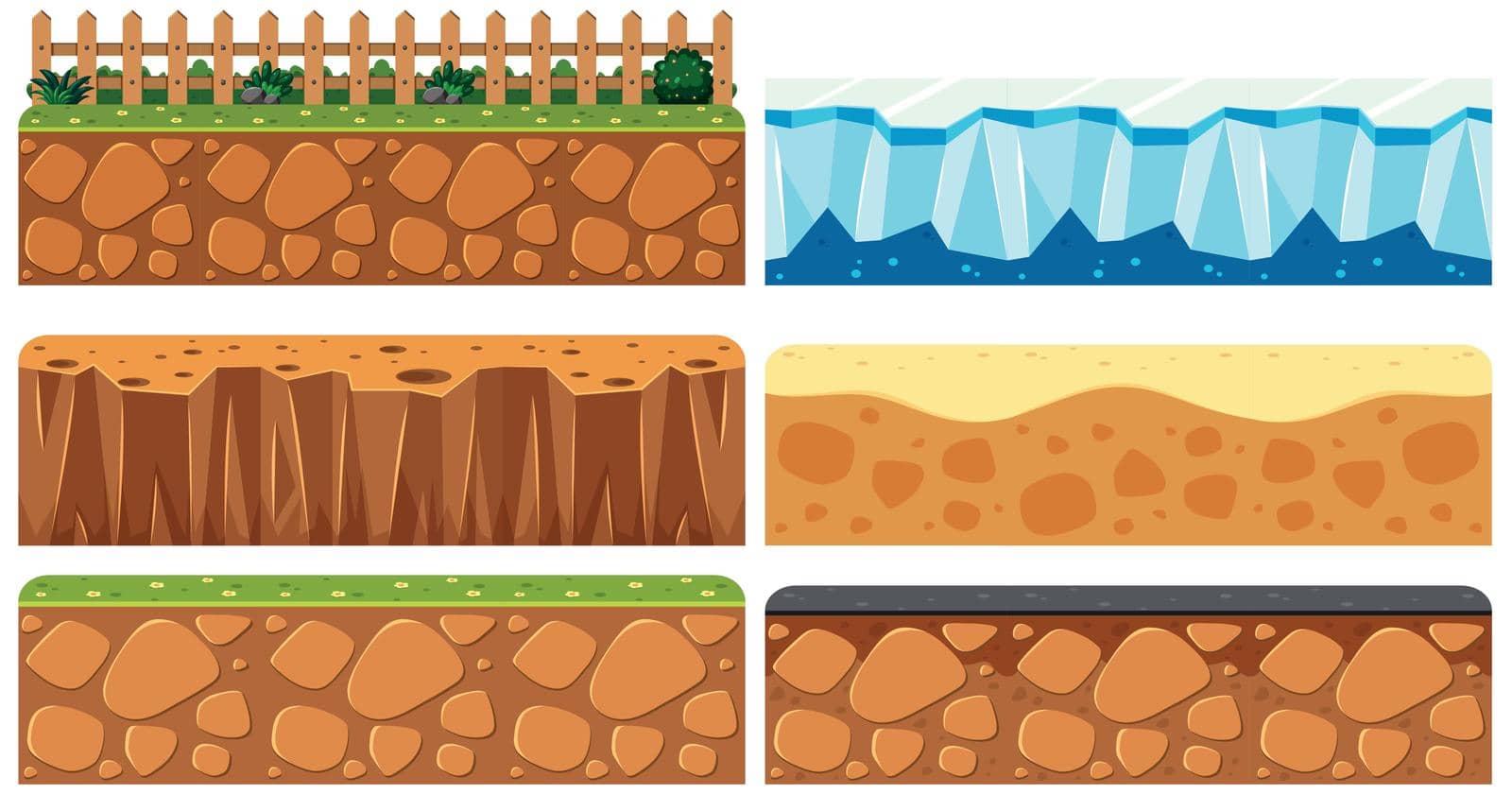 Set of ground surface illustration