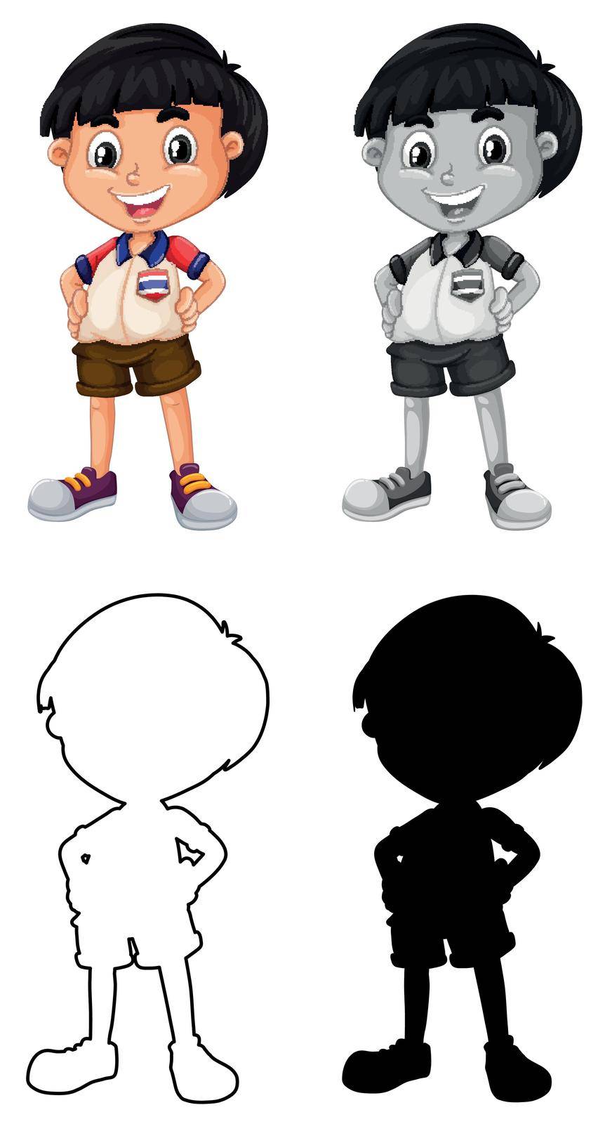 Set of Thai boy character illustration