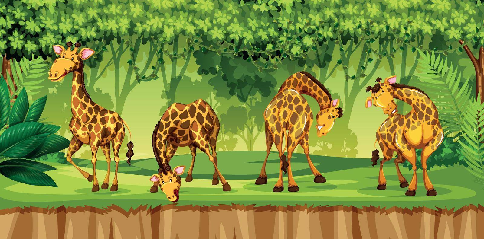 Giraffe in the jungle illustration