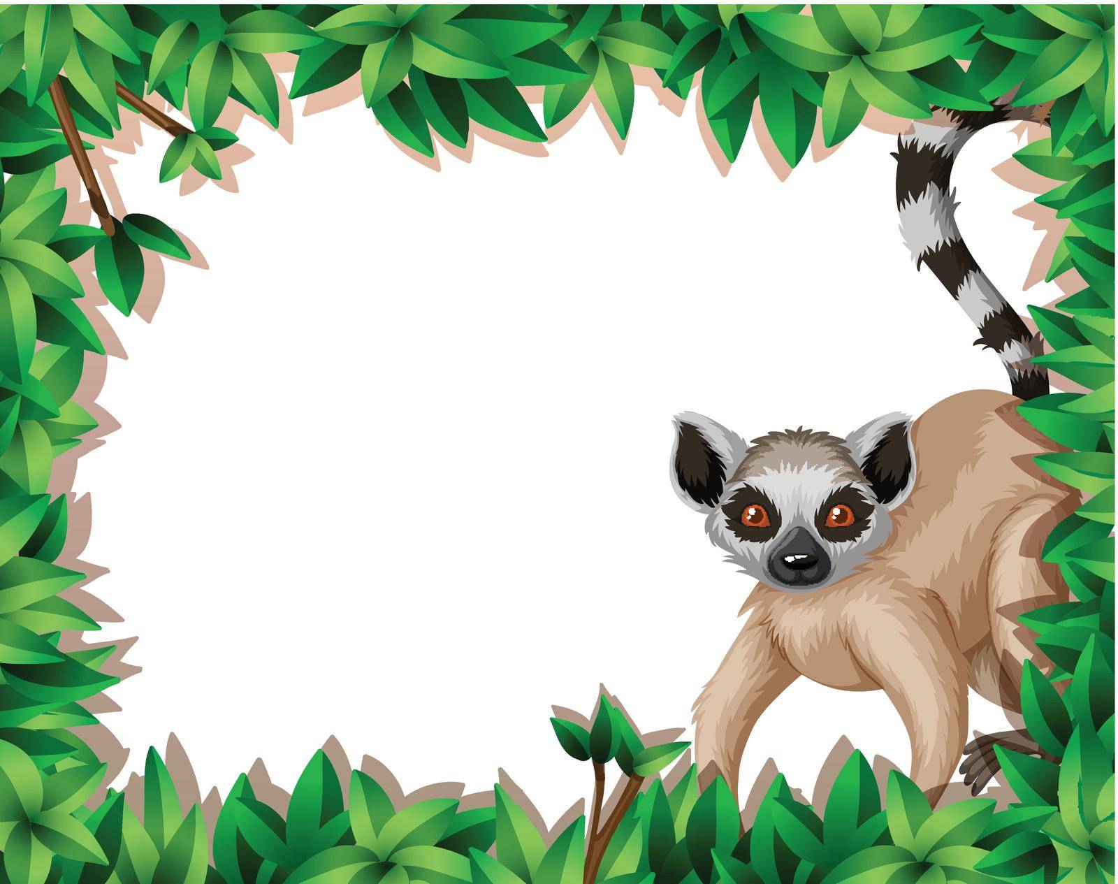 Lemur in nature frame illustration