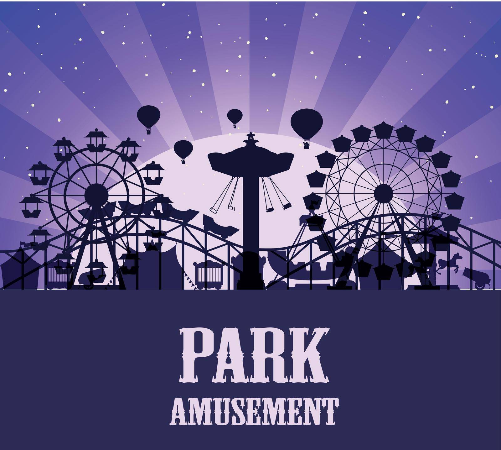 A silhouette amusement park template illustration
