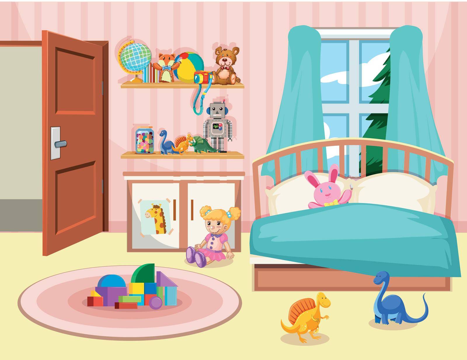 A kid bedroom background illustration