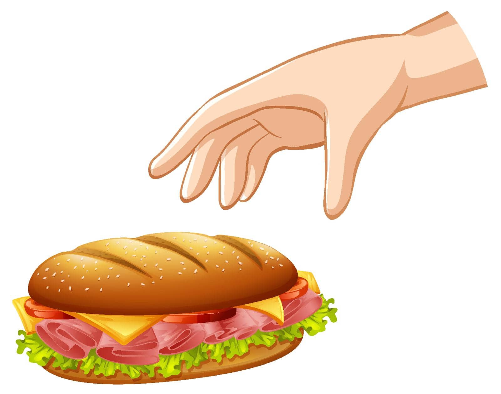 Hand dropping hamburger for gravity experiment illustration