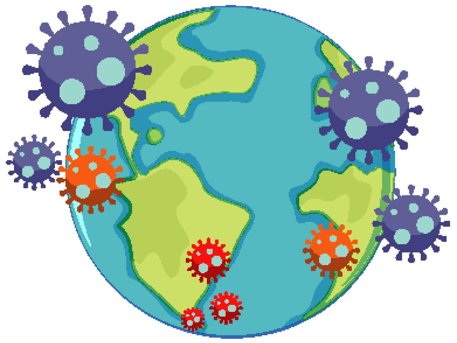 Coronavirus icon with earth globe icon illustration
