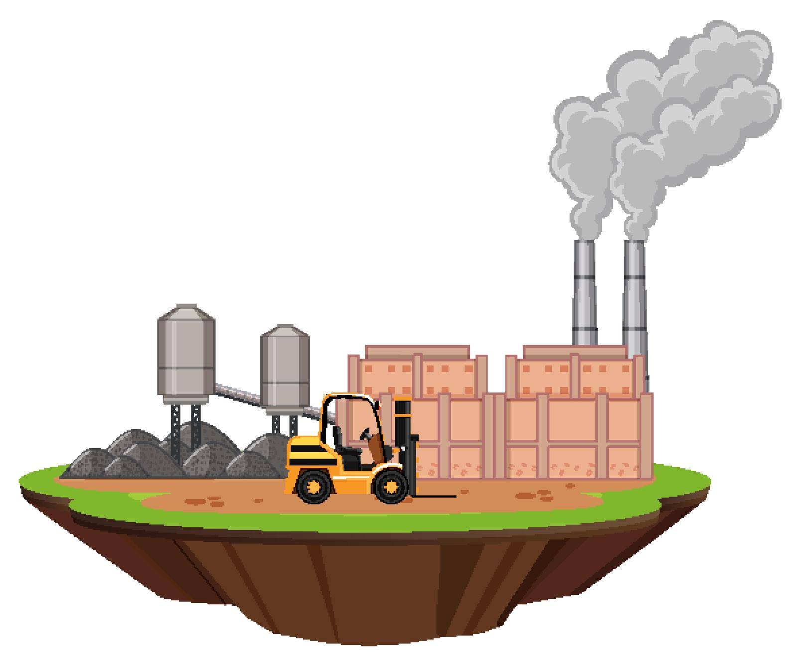 Scene with factory buildings and forklift illustration