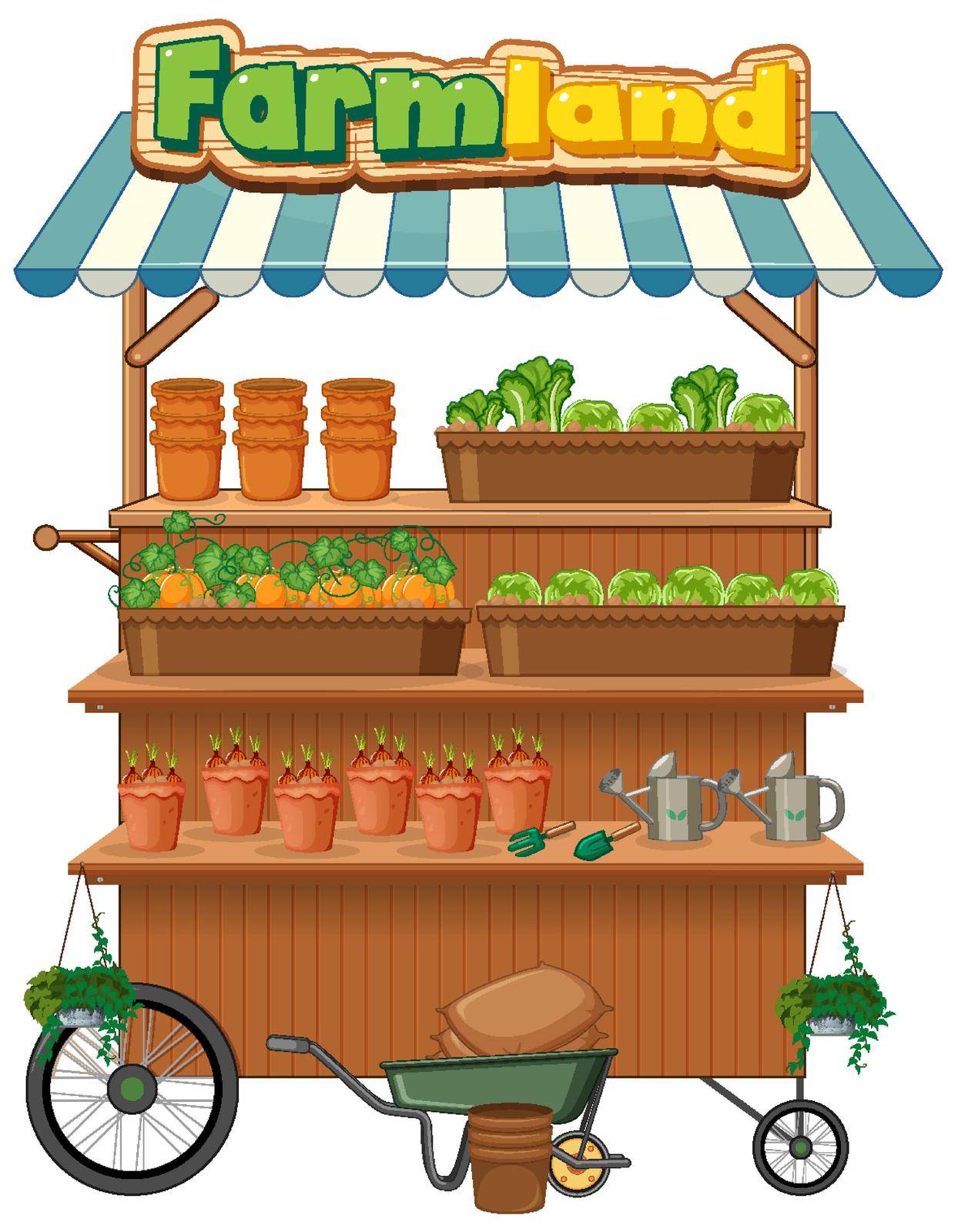 Farmland shop sells plants with farmland logo on white background illustration