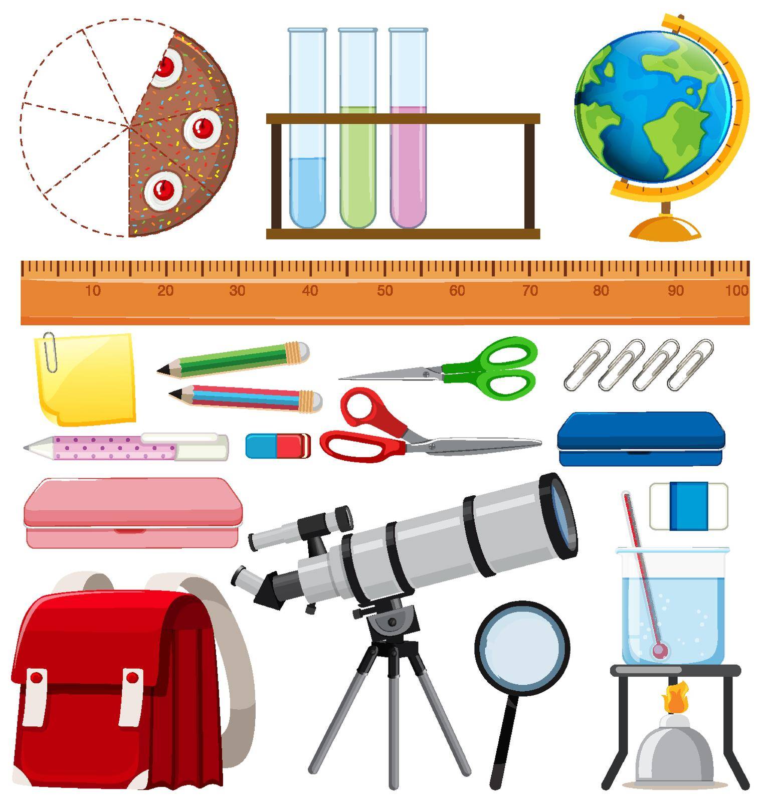 Set of school items on white background by iimages