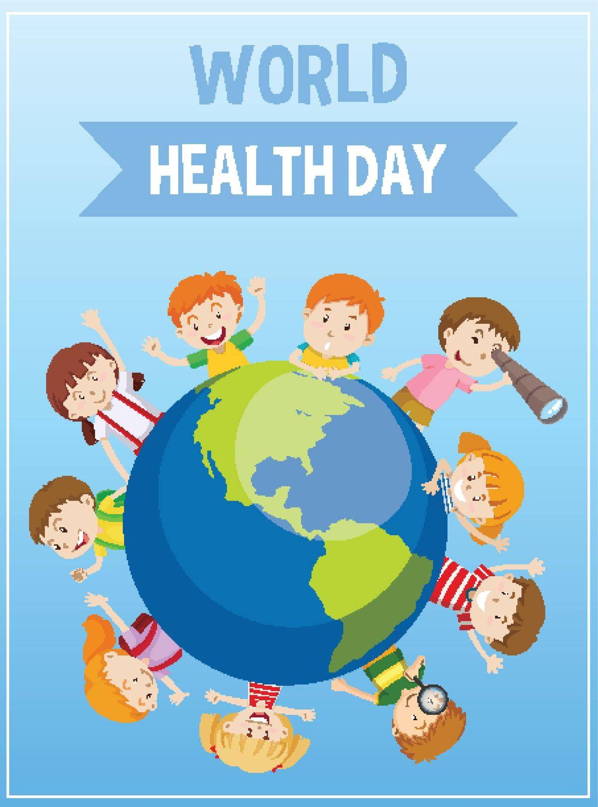 Poster design for mother earth day with happy children on earth illustration