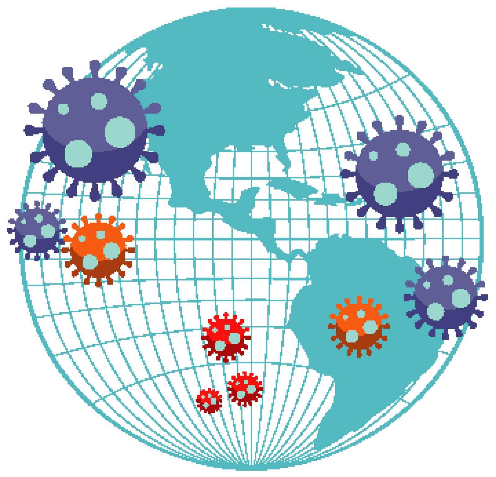Coronavirus icon with earth globe icon illustration