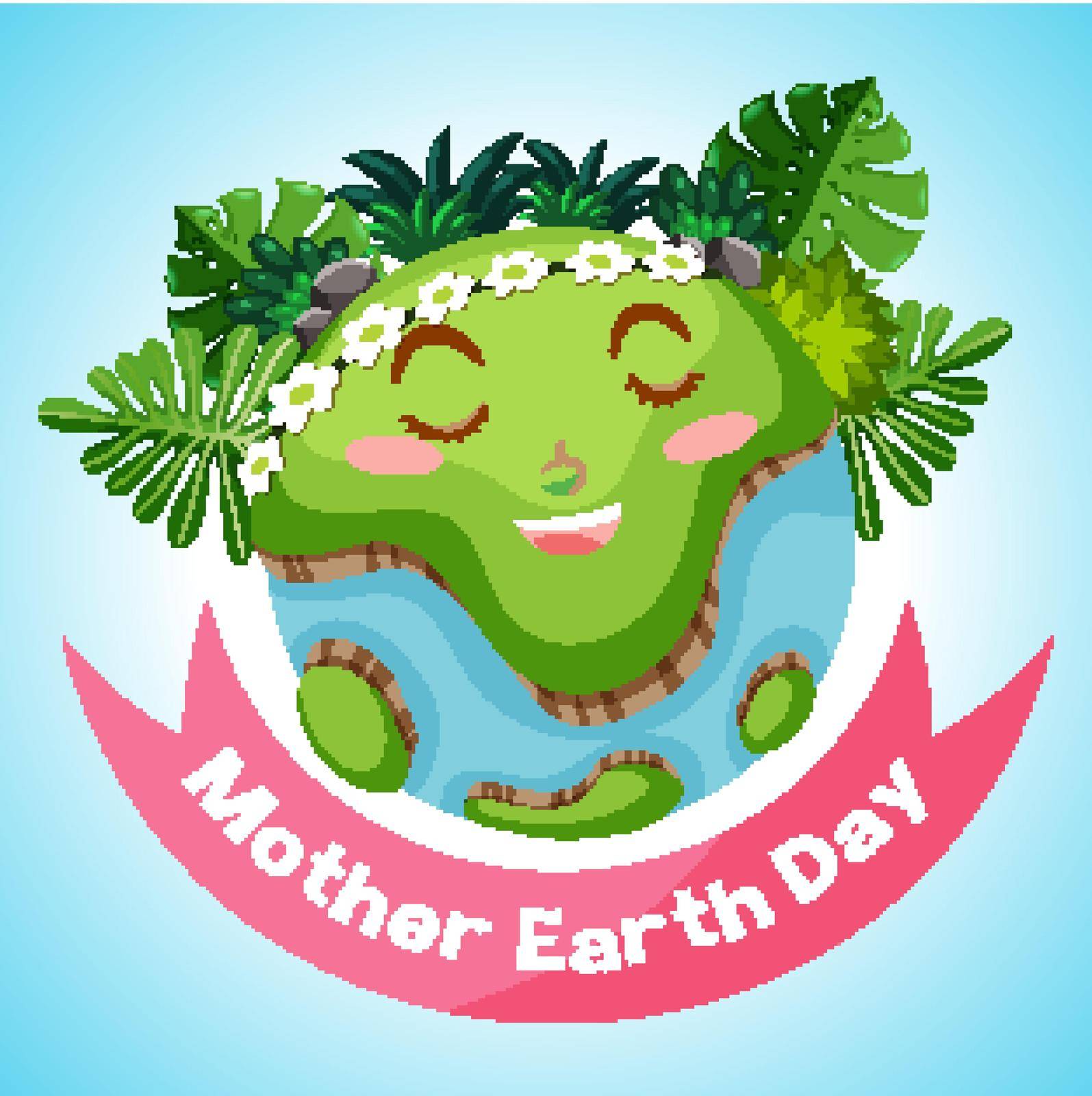Poster design for mother earth day with smiling earth in background illustration