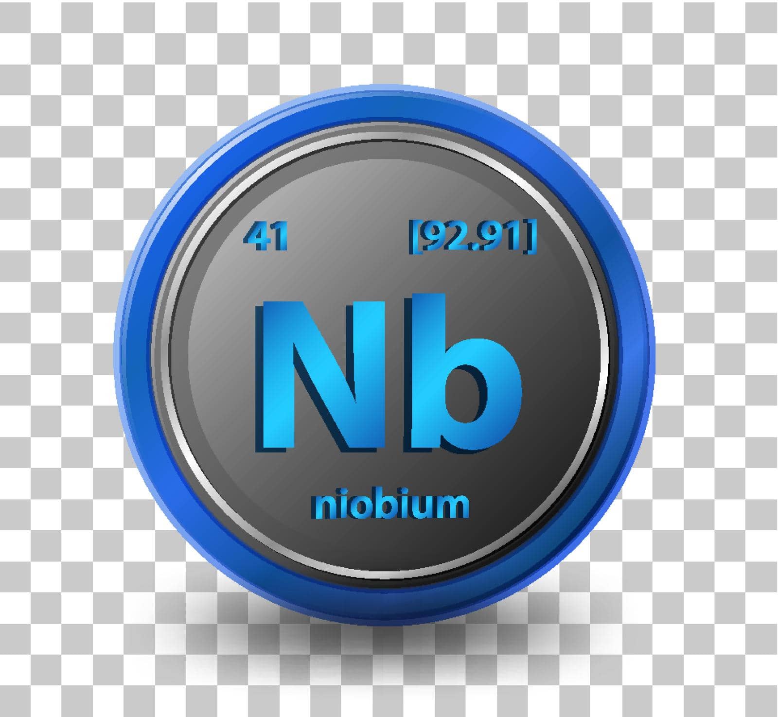 Niobium chemical element. Chemical symbol with atomic number and atomic mass. illustration