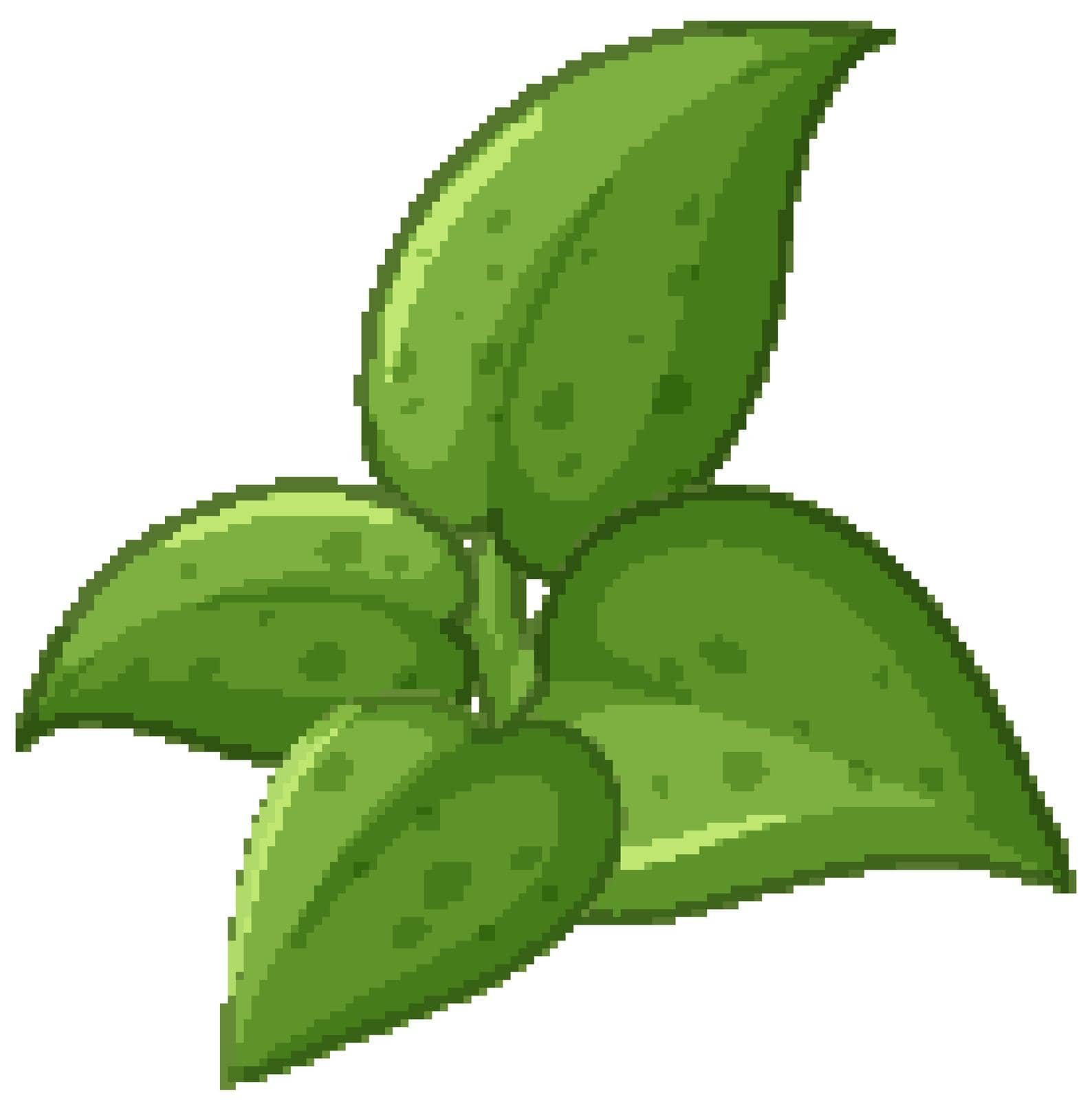 Green leaves cartoon style on white background illustration