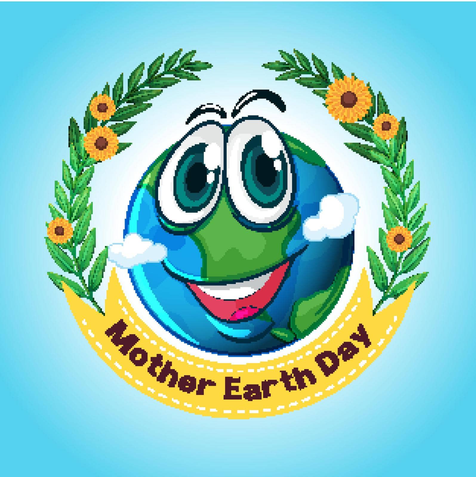Poster design for mother earth day with big smile on earth illustration