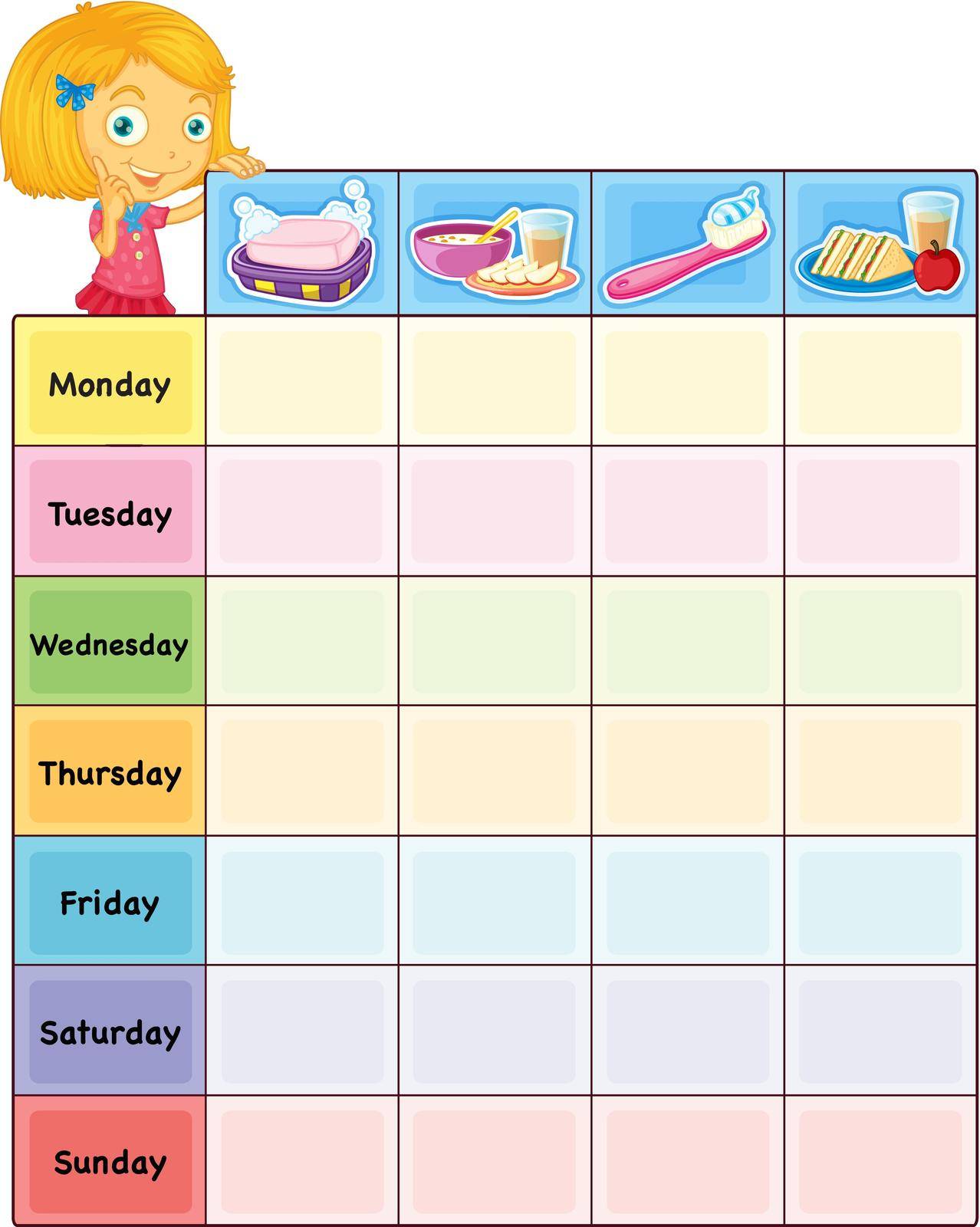Illustration of a daily routine chart