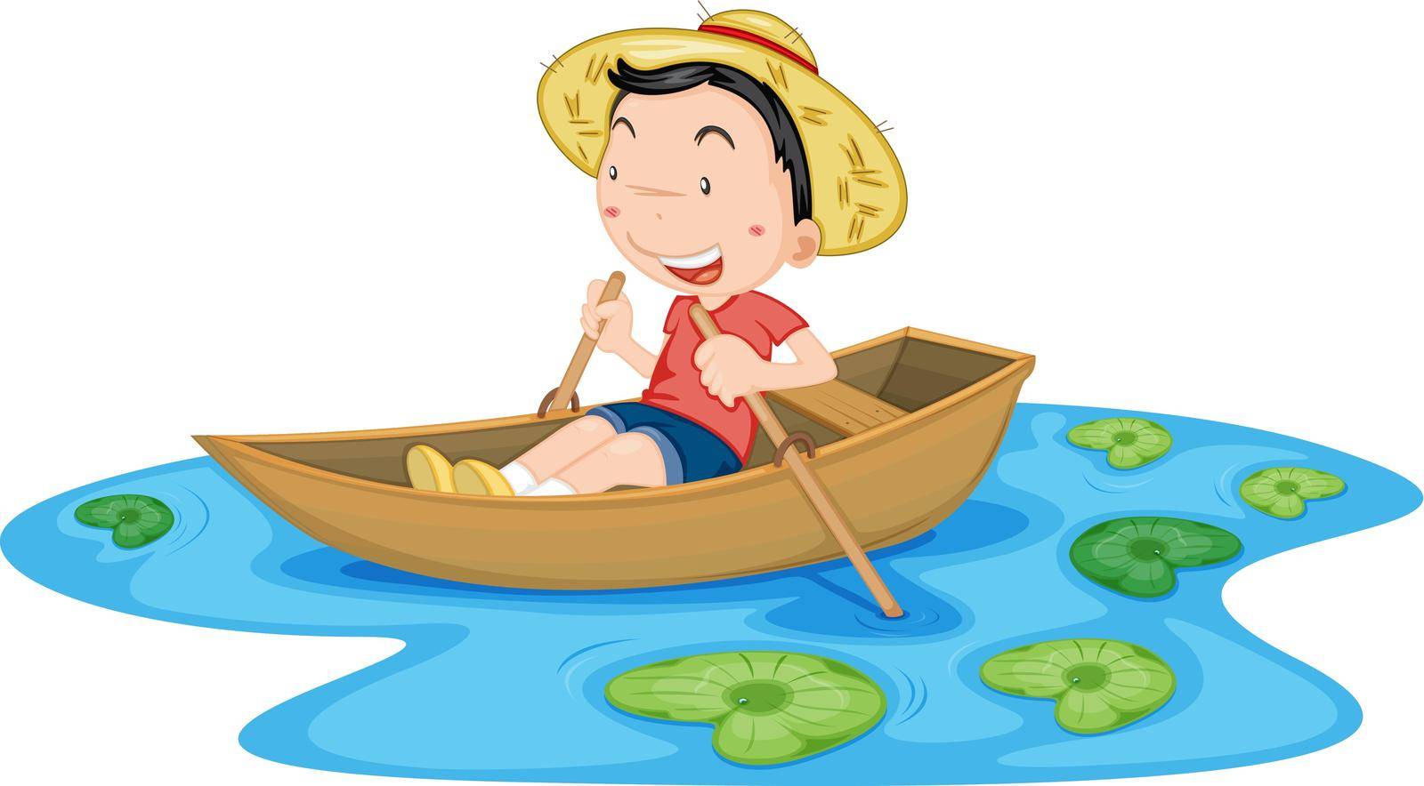 Illustration of boy in a boat