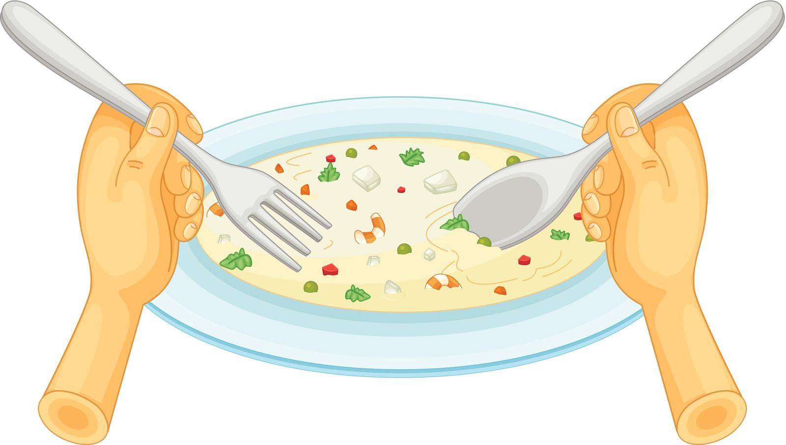 Illustration of eating a plate of food