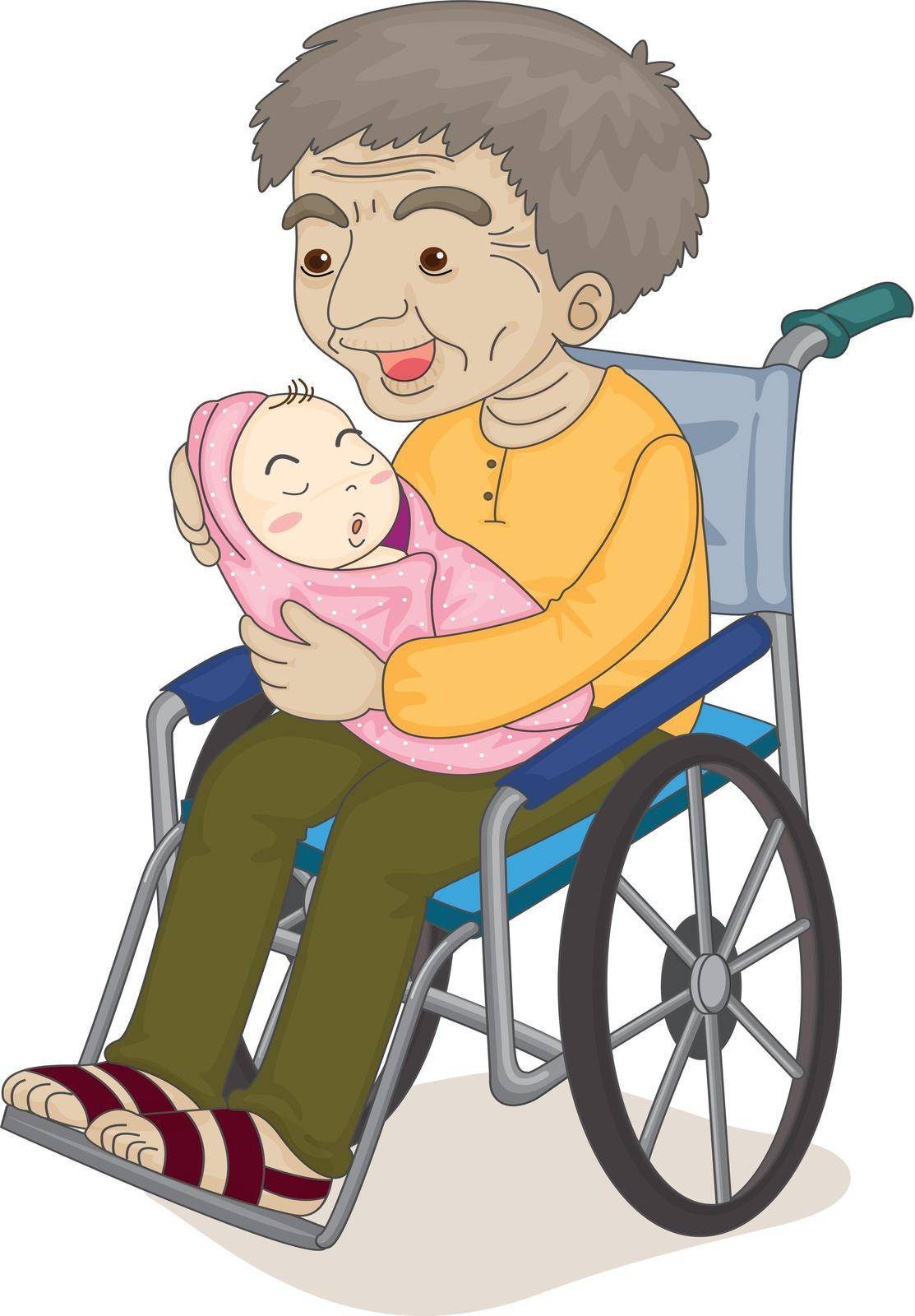 illustration of an old man with a baby