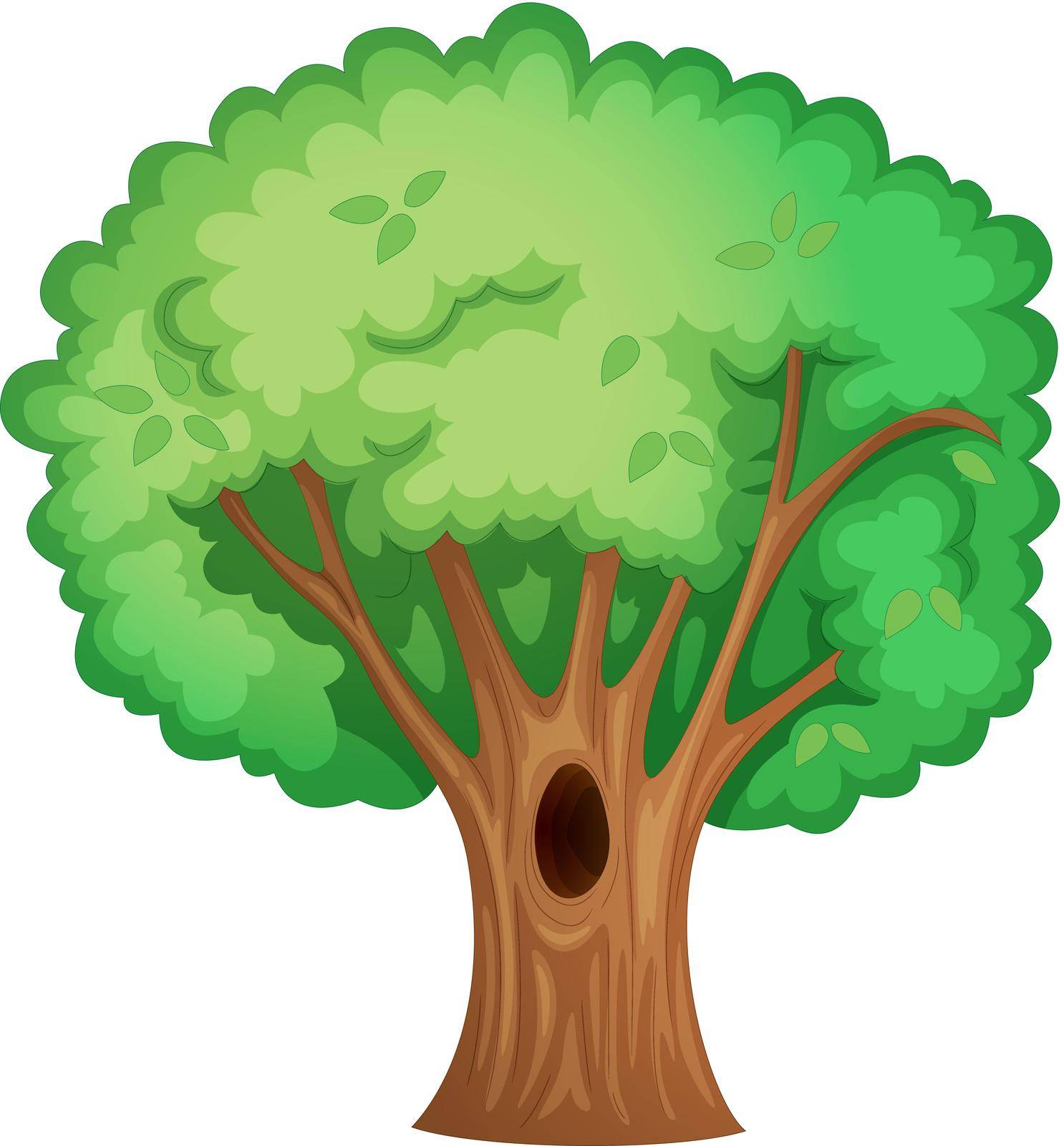 Illustration of isolated tree with hollow