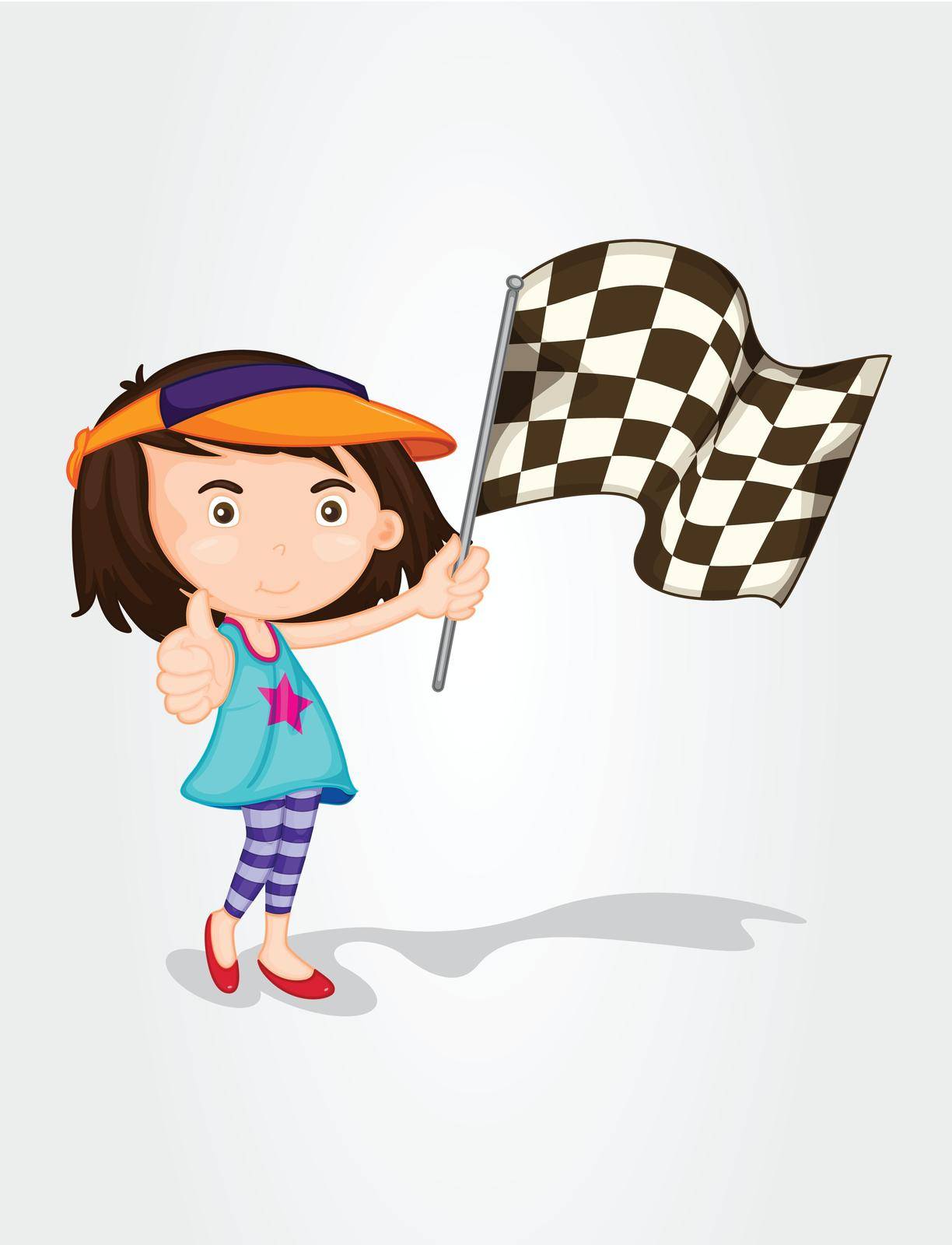 Illustration of a girl hold race flag