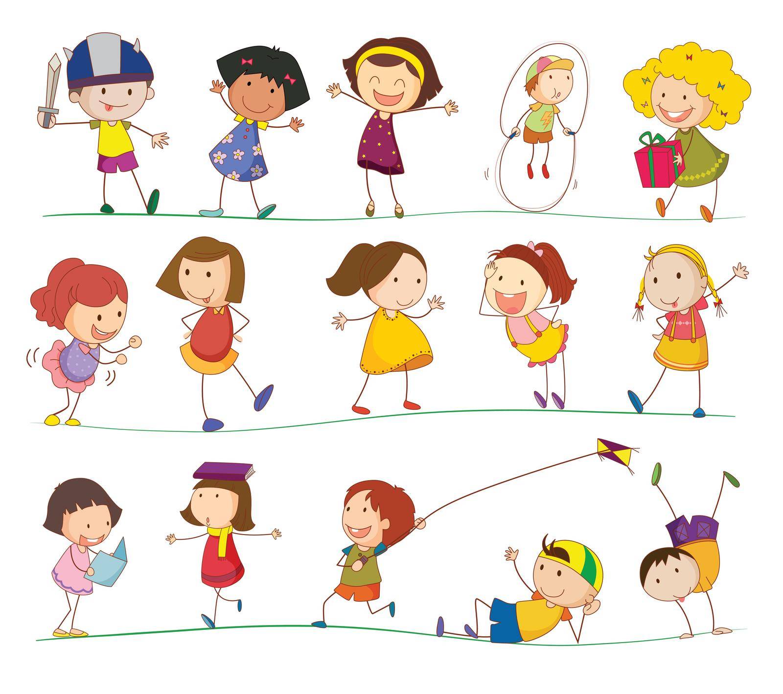 Illustration of collection of simple kids