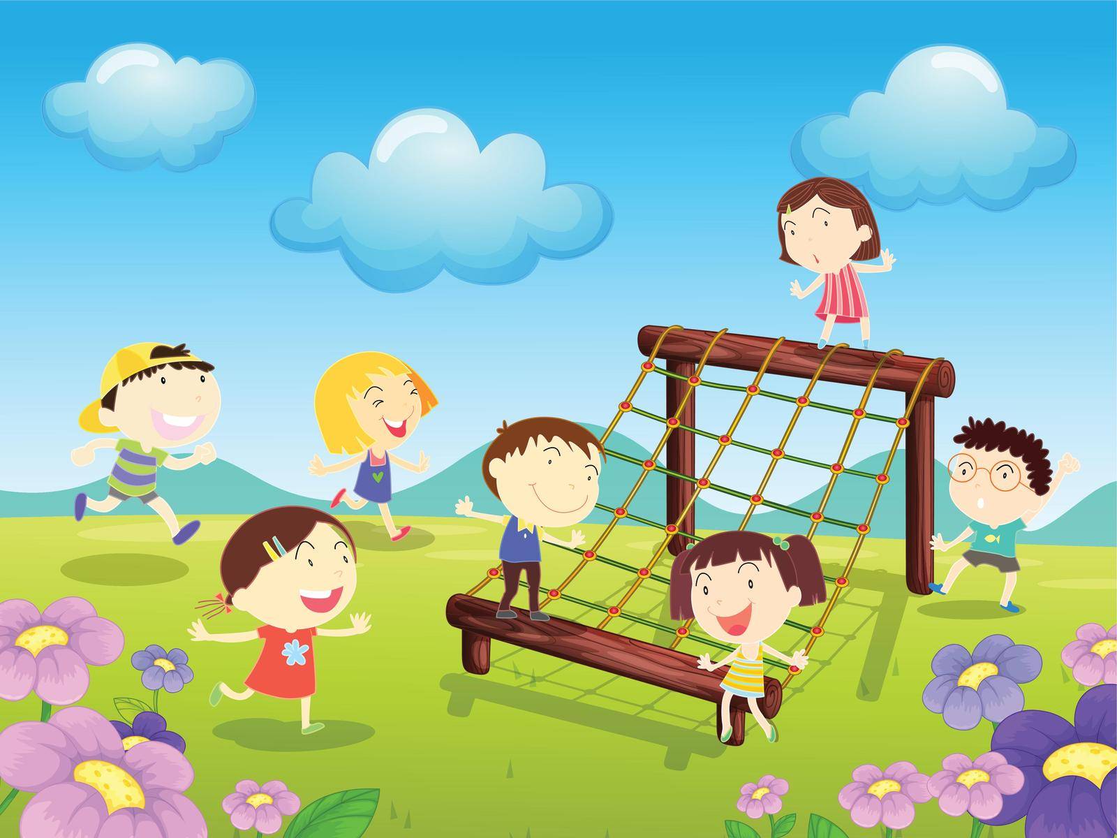 Illustration of kids playing at the park