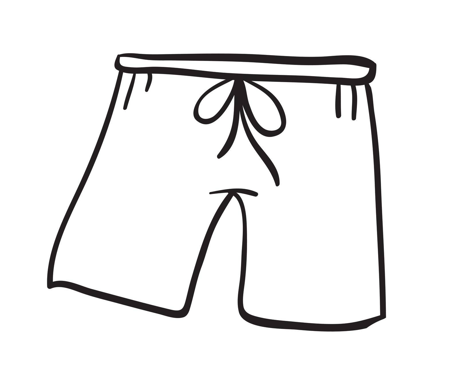 illustration of a short pant sketch on white background