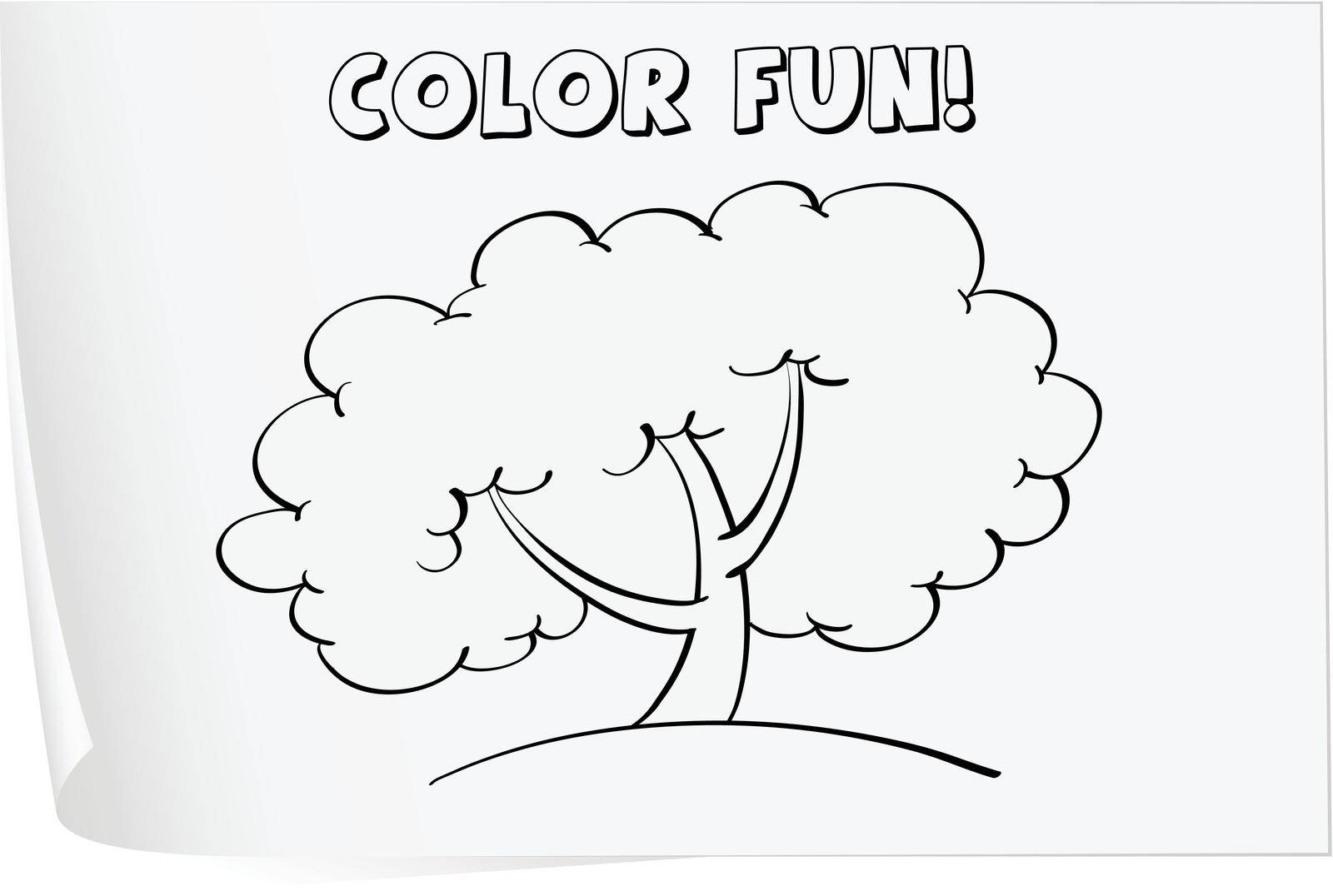 Illustration of a colouring worksheet (tree)