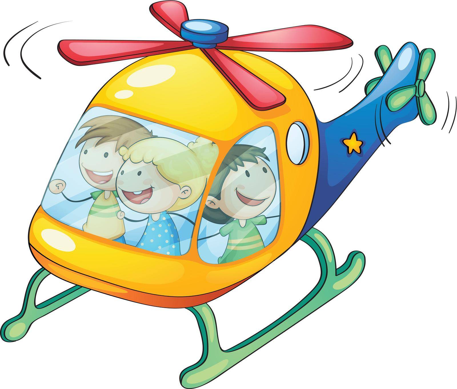 illustration of a kids in a helicopter