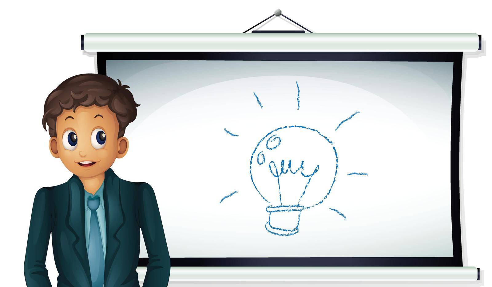 Illustration of a business man presenting an idea