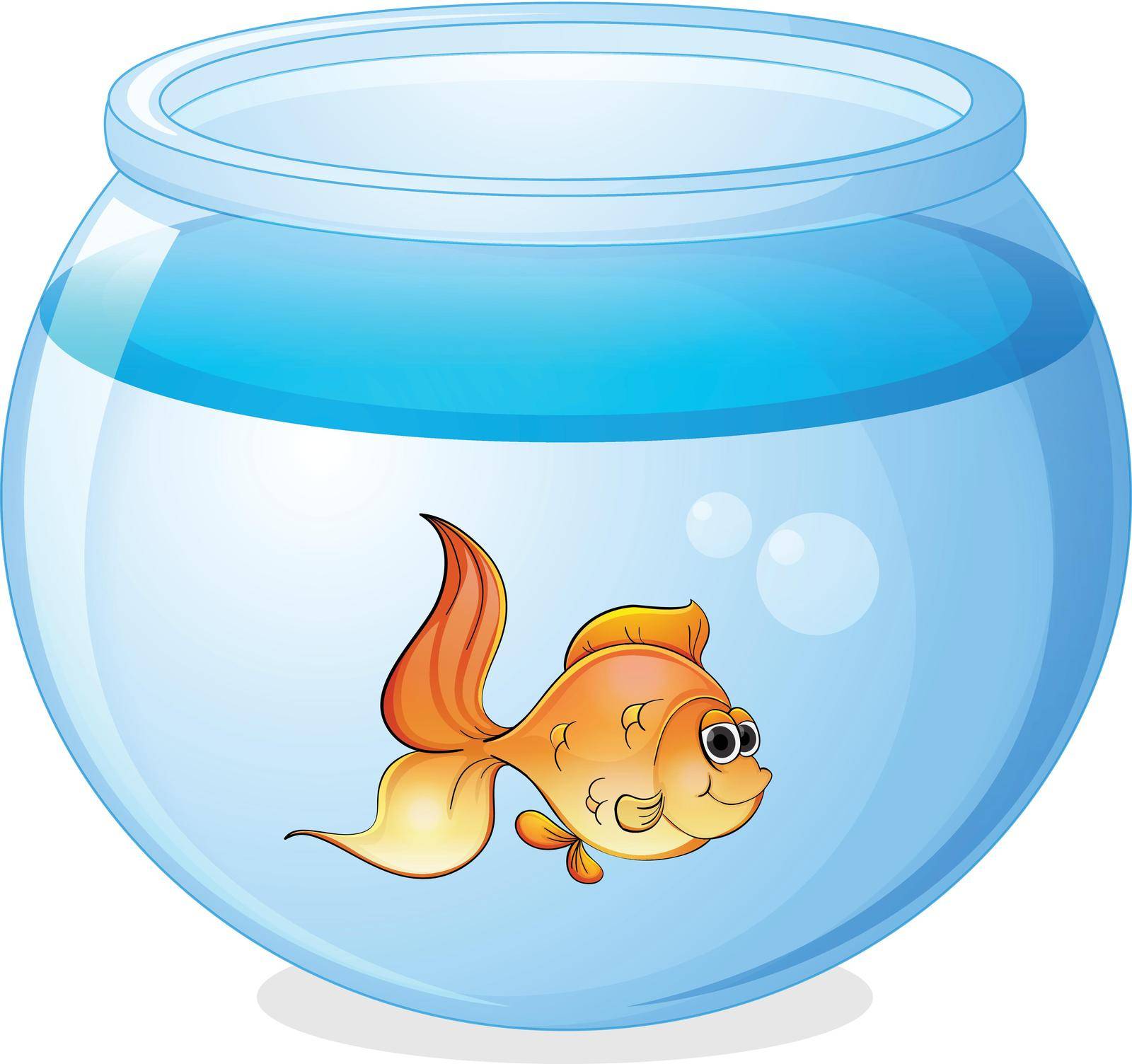 illustration of a fish and a bowl on a white background