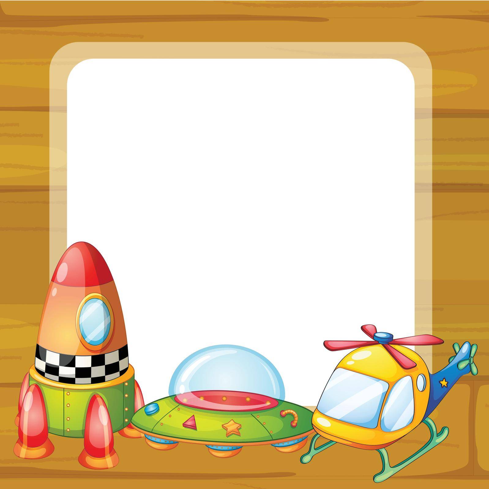 illustration of toys and window on a white backgound