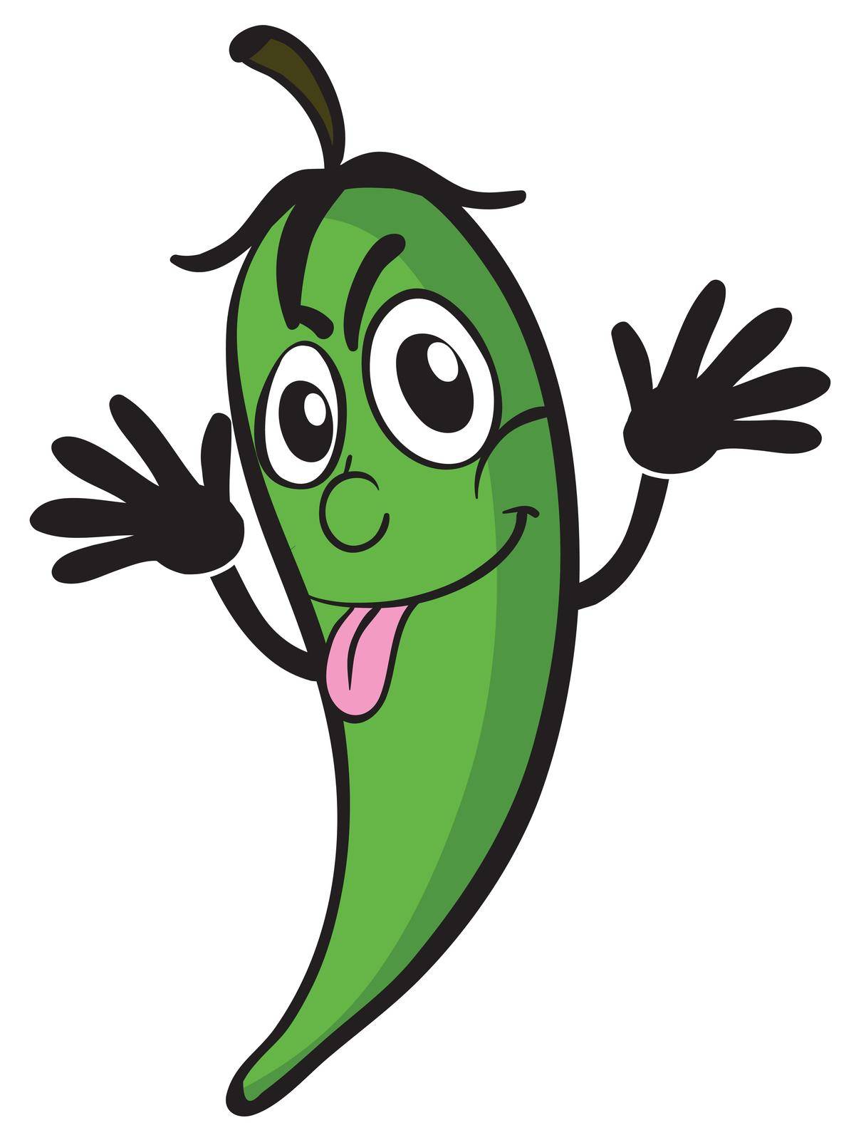 illustration of a green chili on a white background