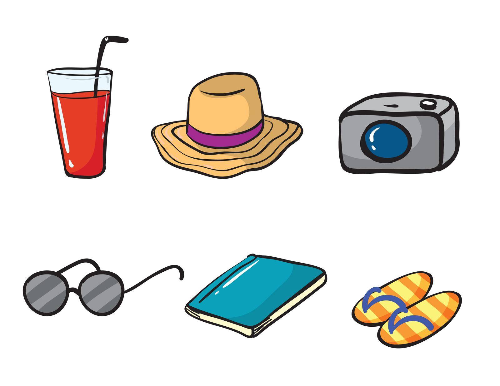 illustration of holiday objects on a white background