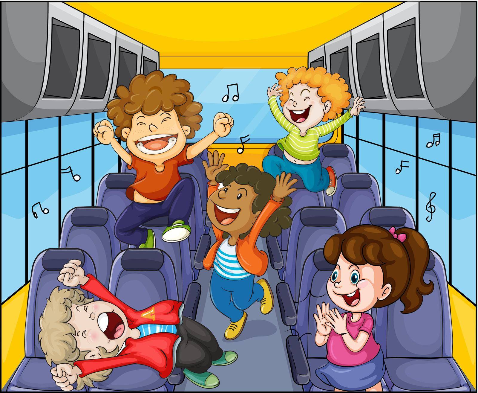 illustration of a kids in the bus