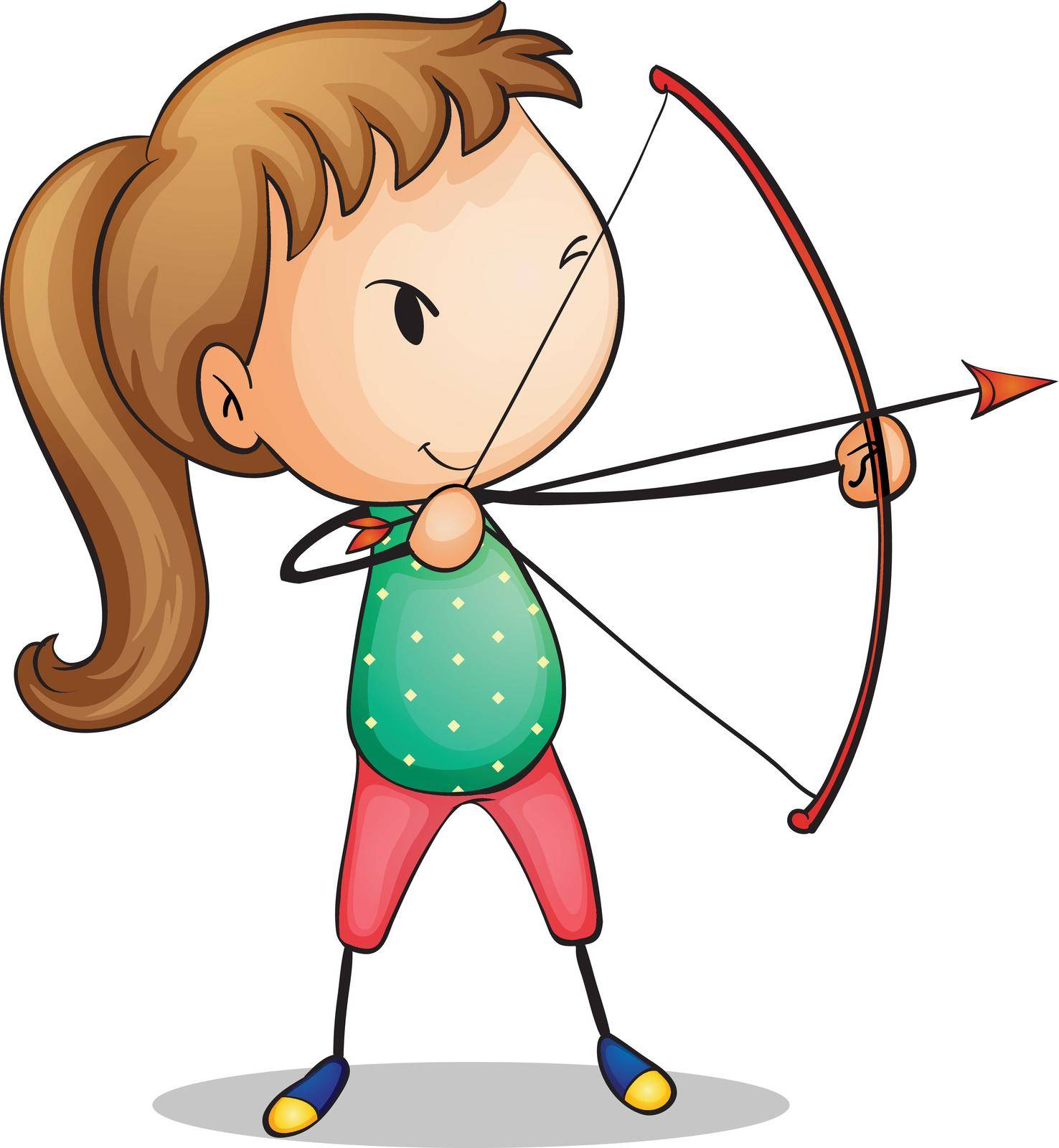 Illustration of a girl with archery set