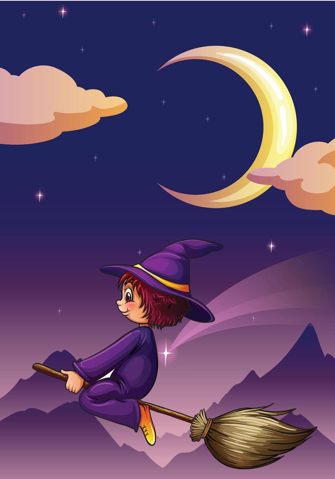 illustration of a witch on a broom