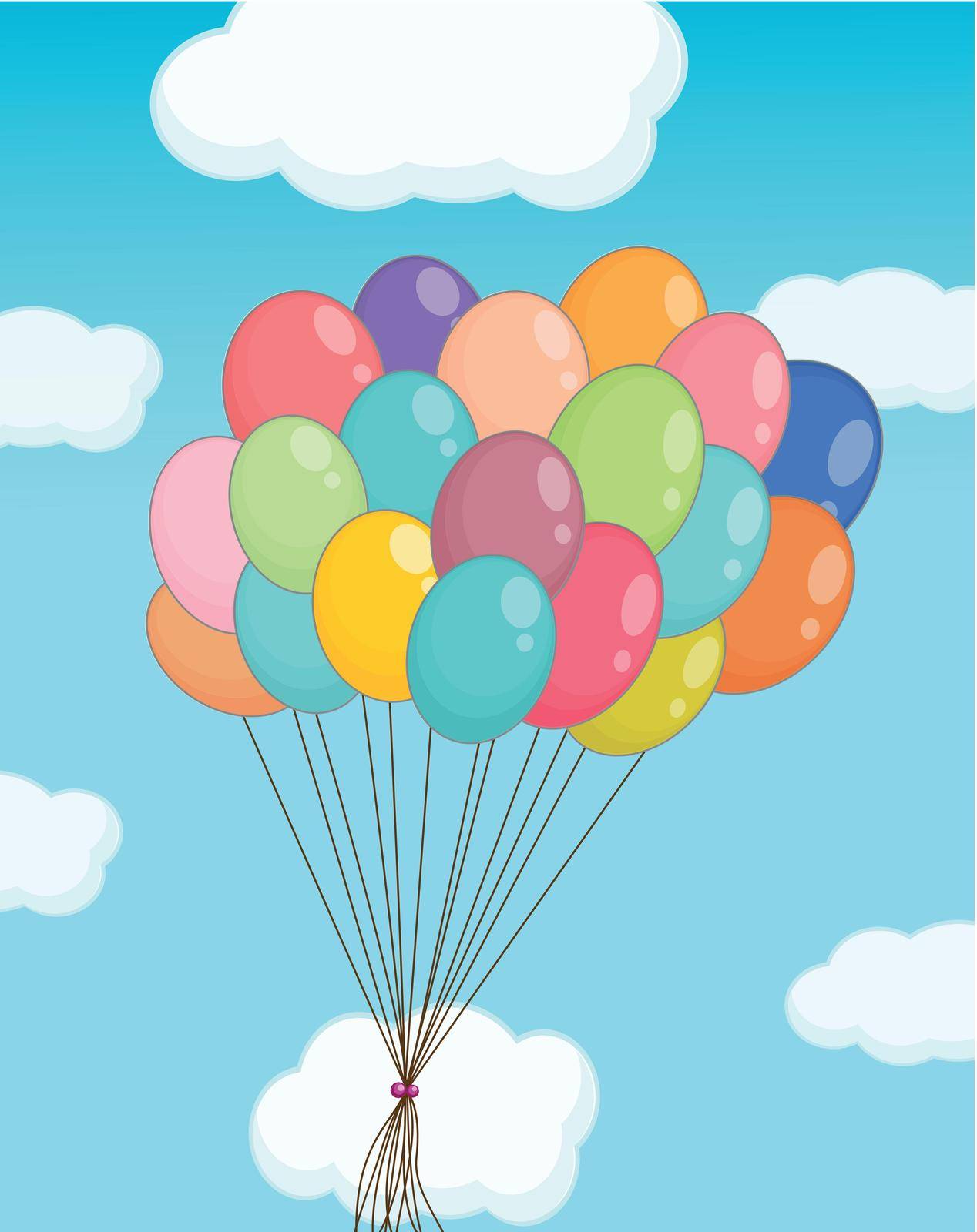 Balloons on a blue sky background