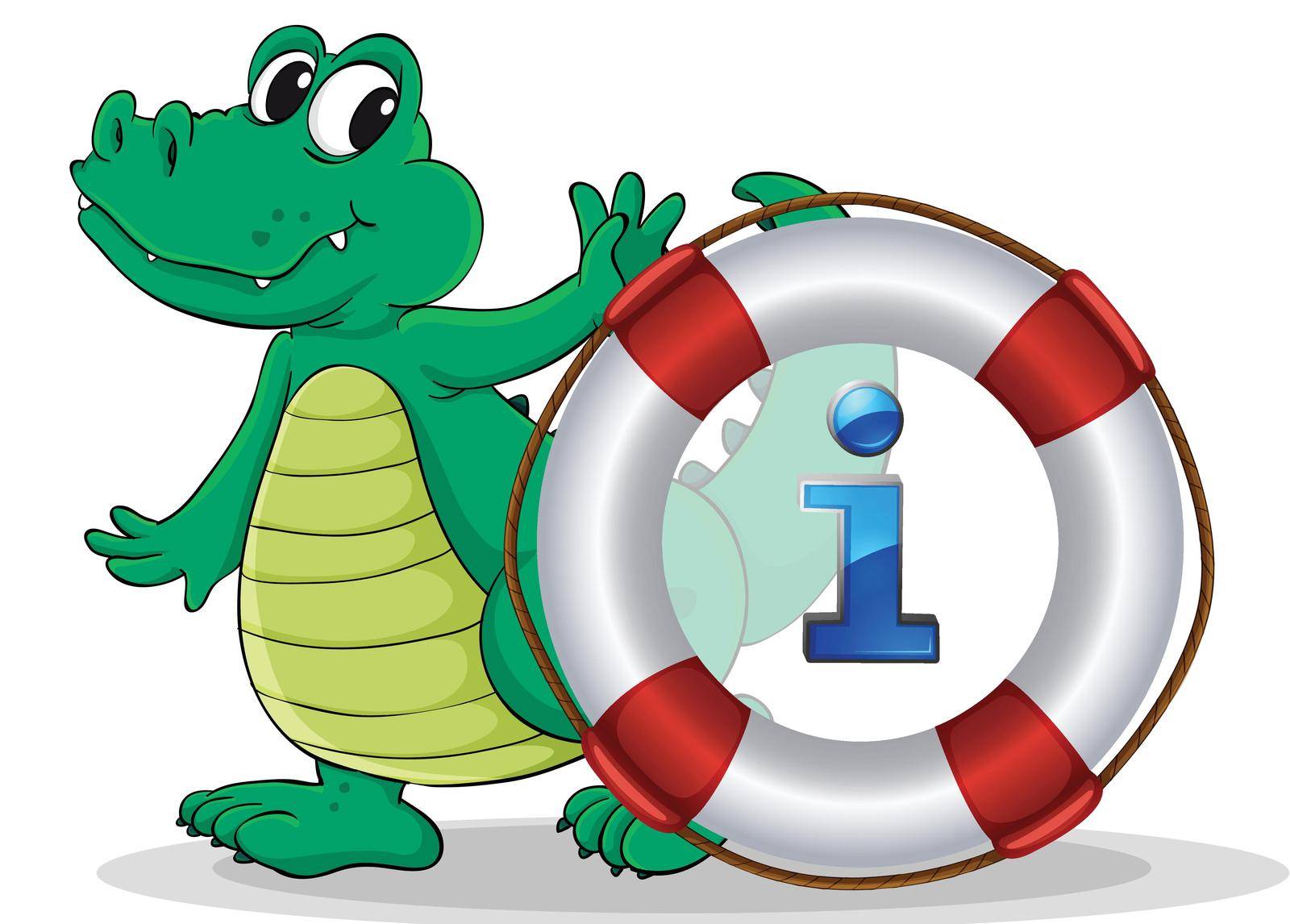 Illustration of a cartoon character and an information icon