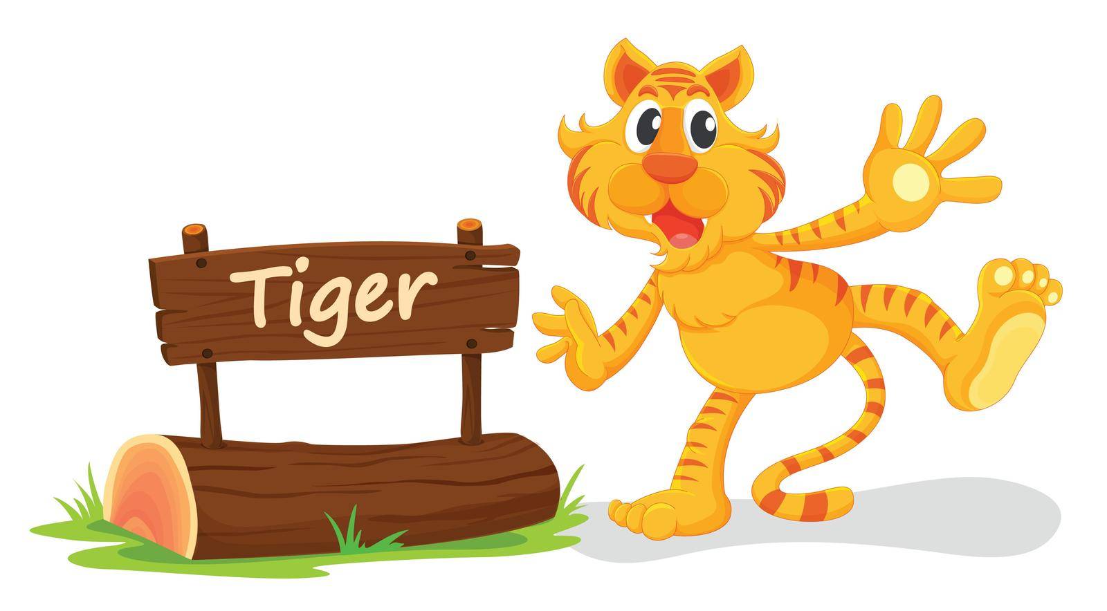 illustration of tiger and name plate on a white