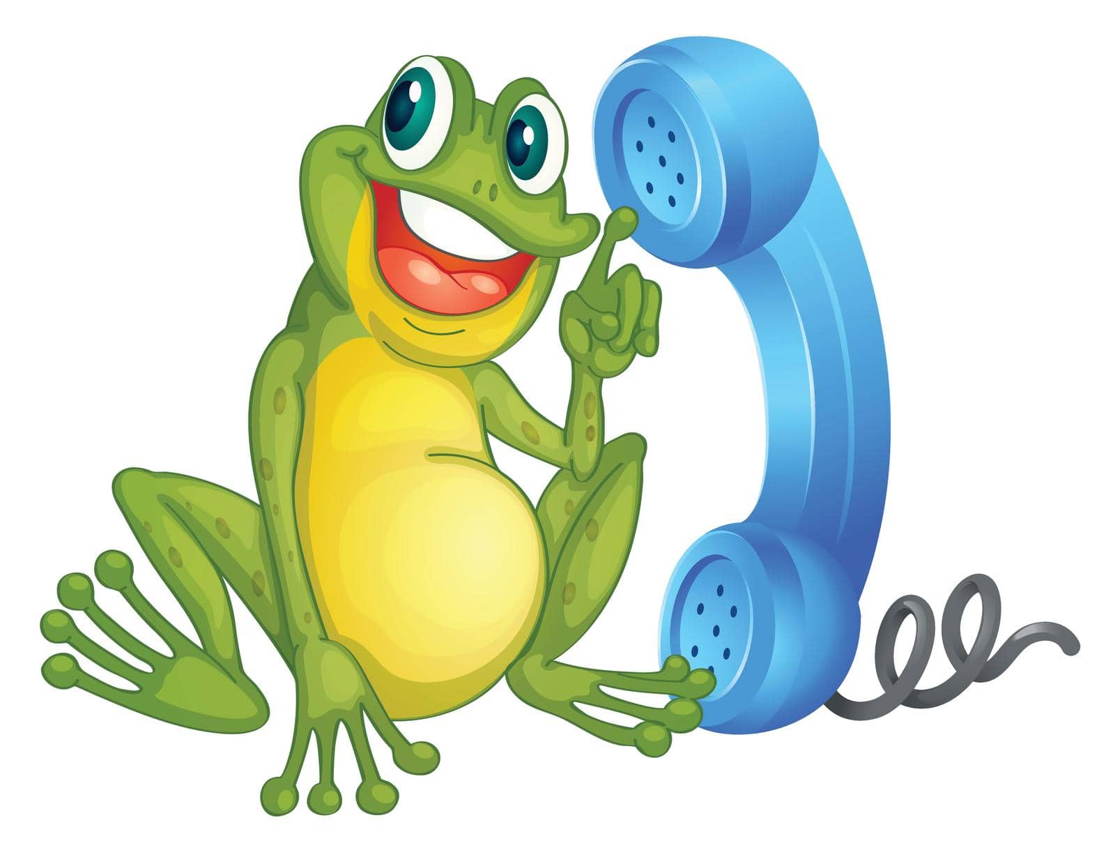 illustration of a frog with phone receiver on a white