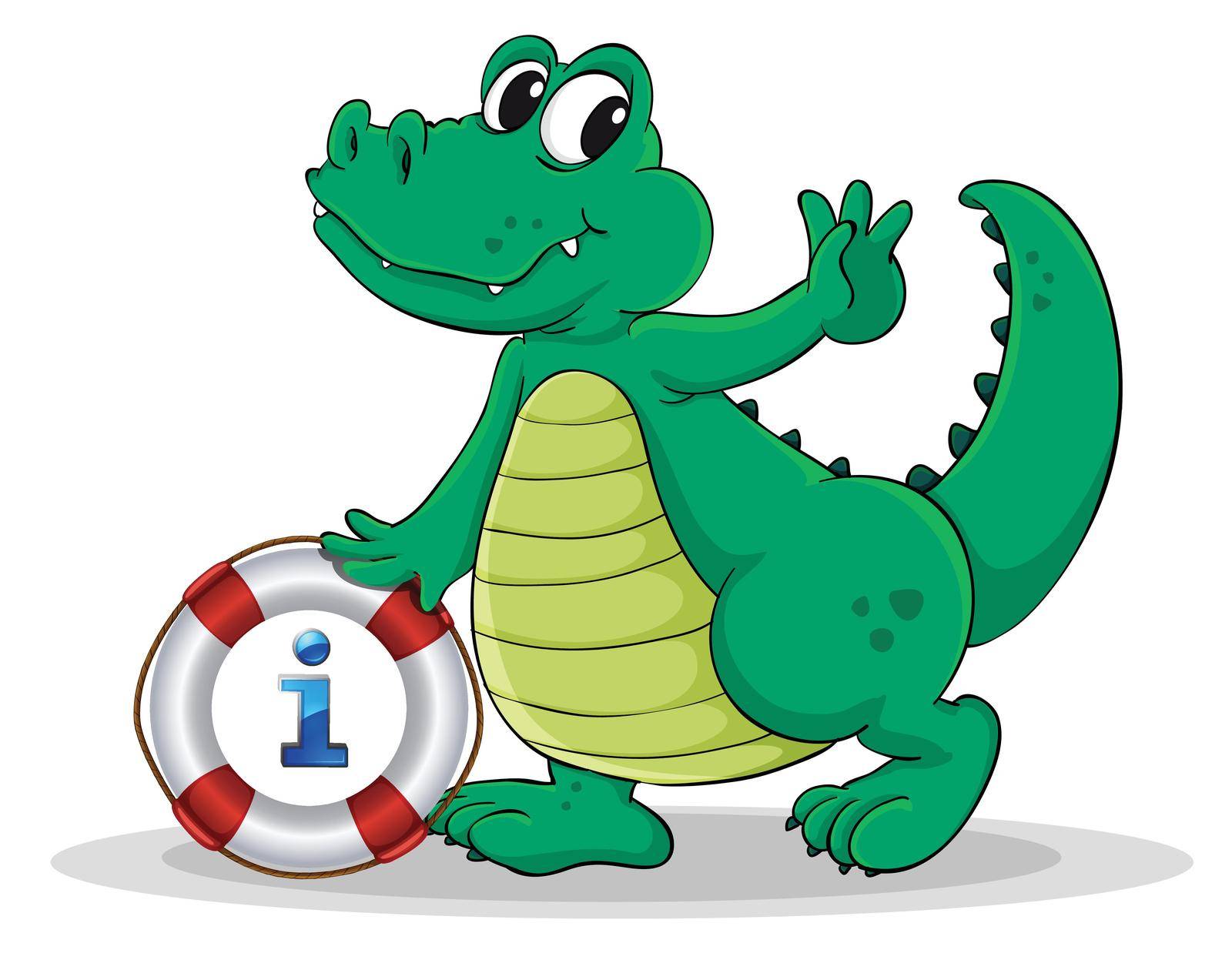Illustration of a cartoon character and an information icon