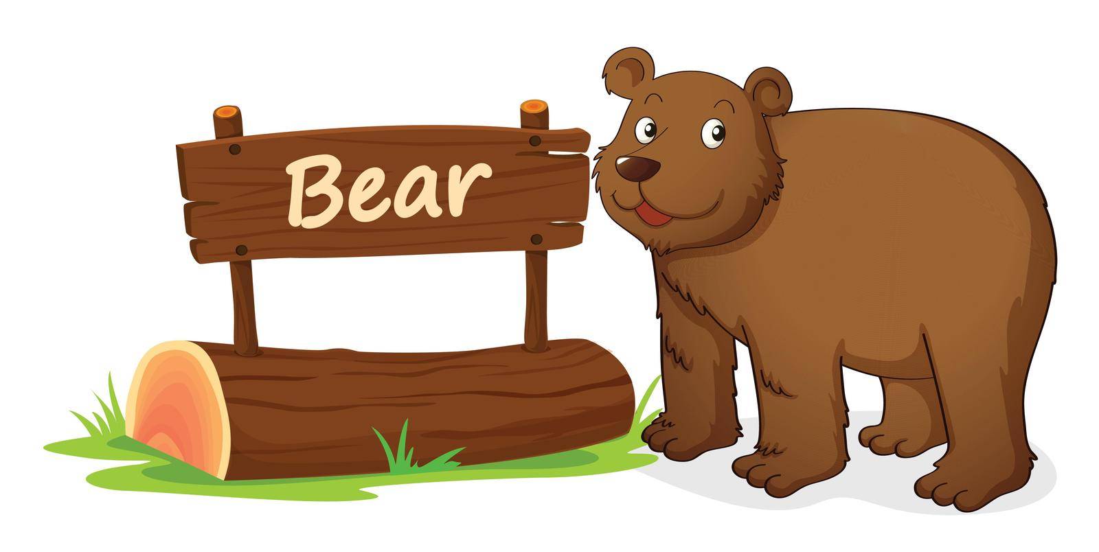 illustration of bear and name plate on a white