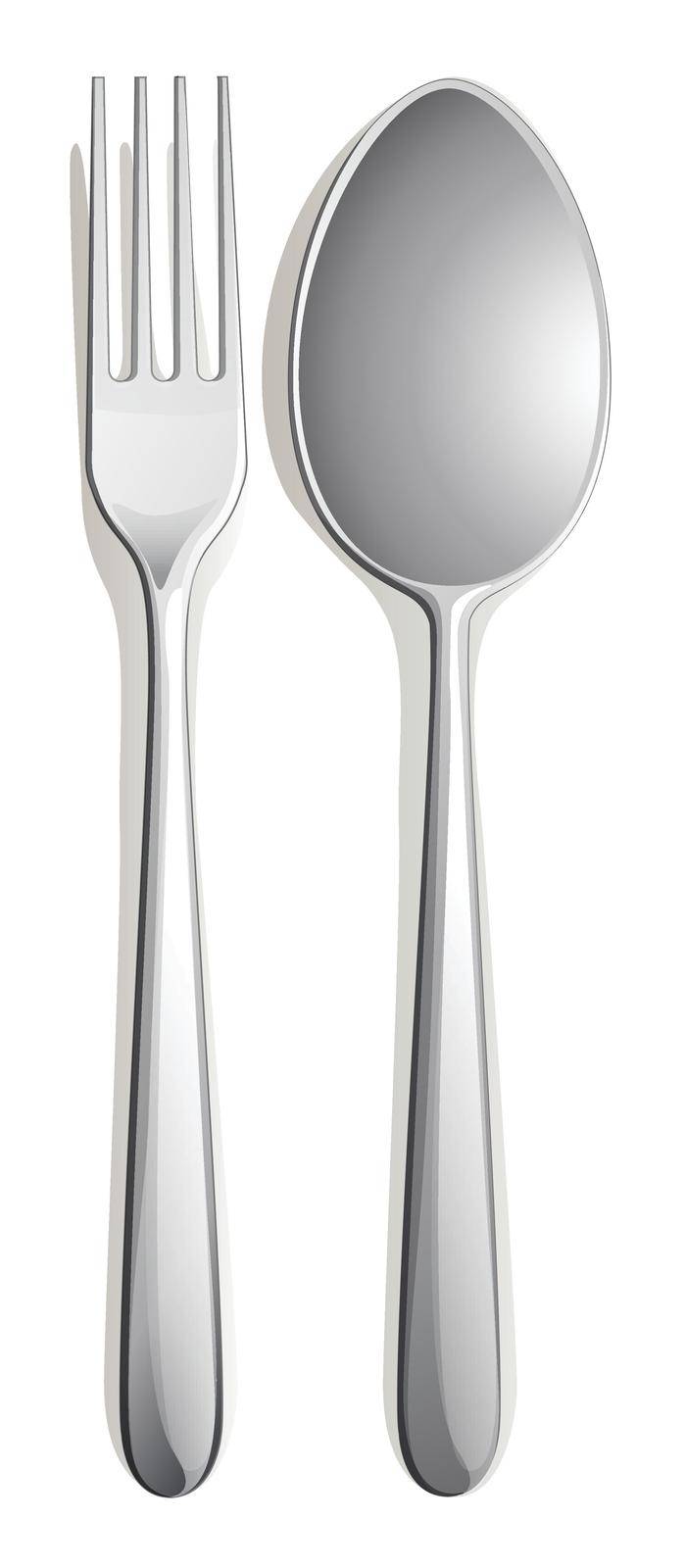 illustration of a spoon and a fork on white background