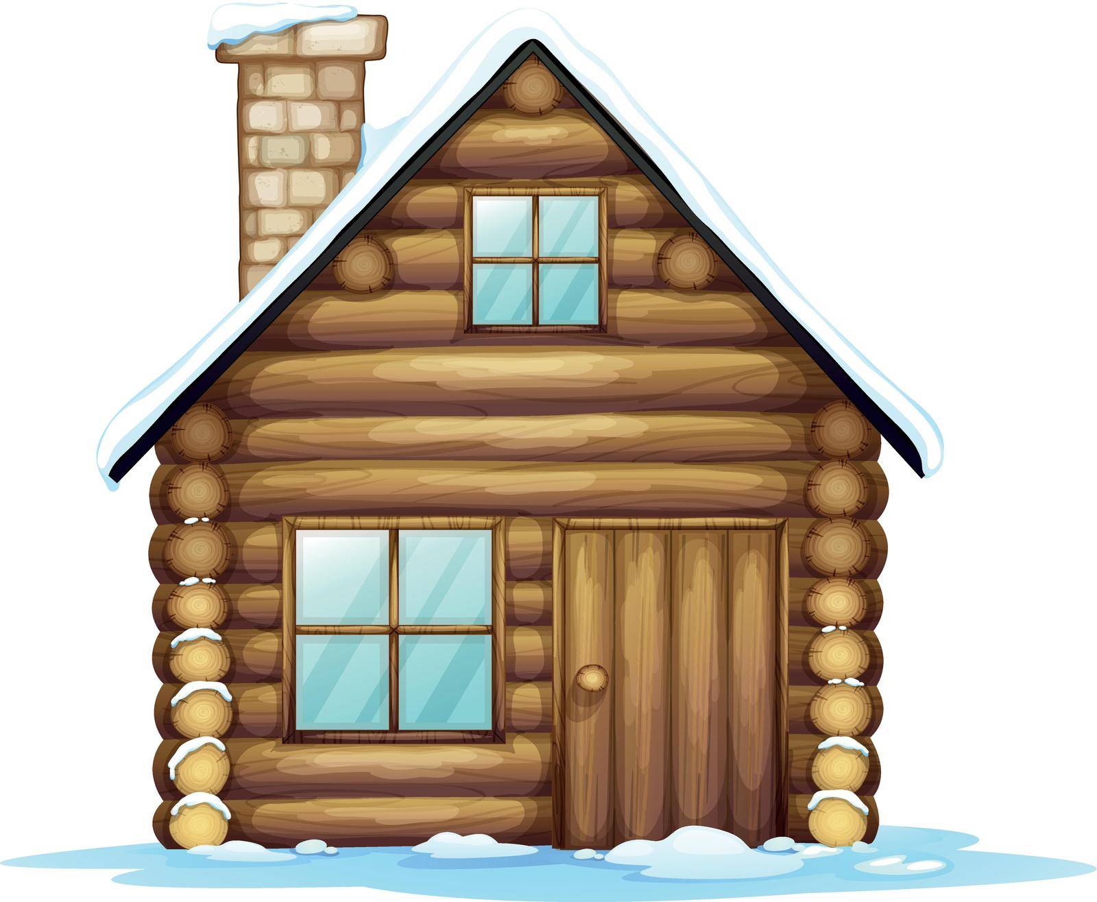 illustration of a house and ice on a white background